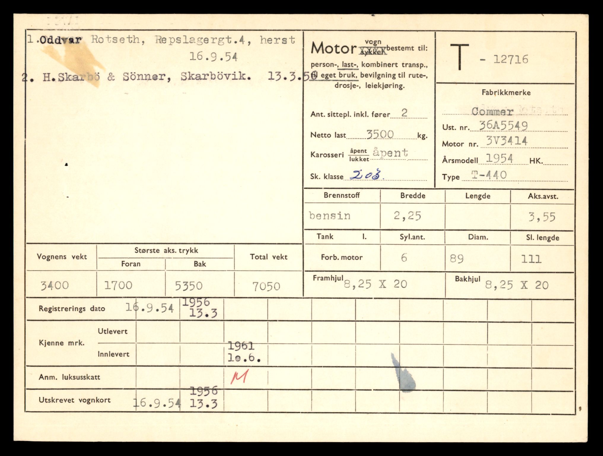 Møre og Romsdal vegkontor - Ålesund trafikkstasjon, AV/SAT-A-4099/F/Fe/L0035: Registreringskort for kjøretøy T 12653 - T 12829, 1927-1998, s. 1220