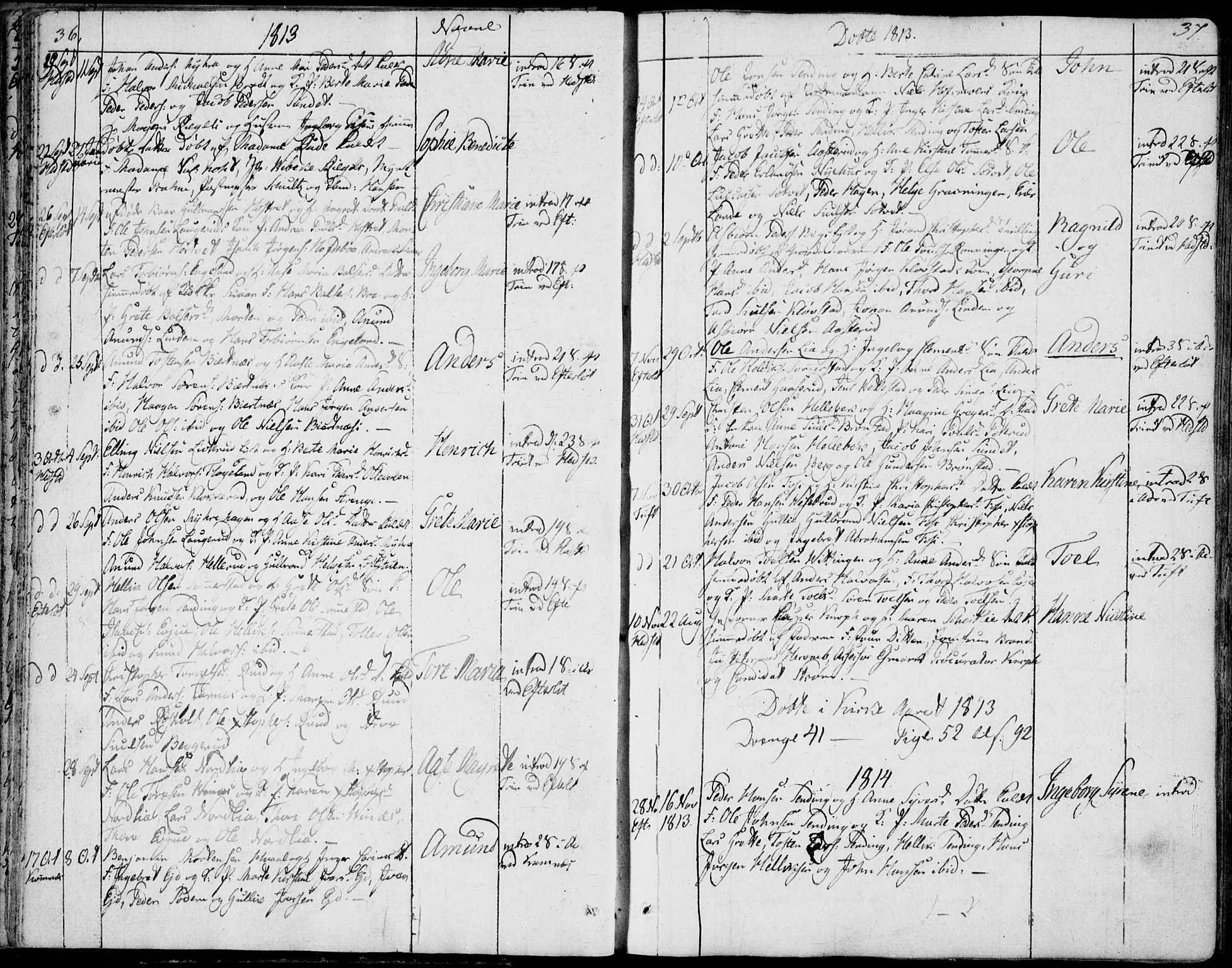 Sandsvær kirkebøker, SAKO/A-244/F/Fa/L0003: Ministerialbok nr. I 3, 1809-1817, s. 36-37