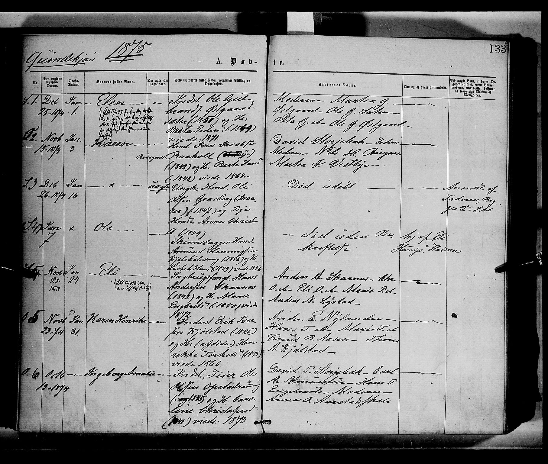 Sør-Odal prestekontor, AV/SAH-PREST-030/H/Ha/Haa/L0004: Ministerialbok nr. 4, 1870-1875, s. 133