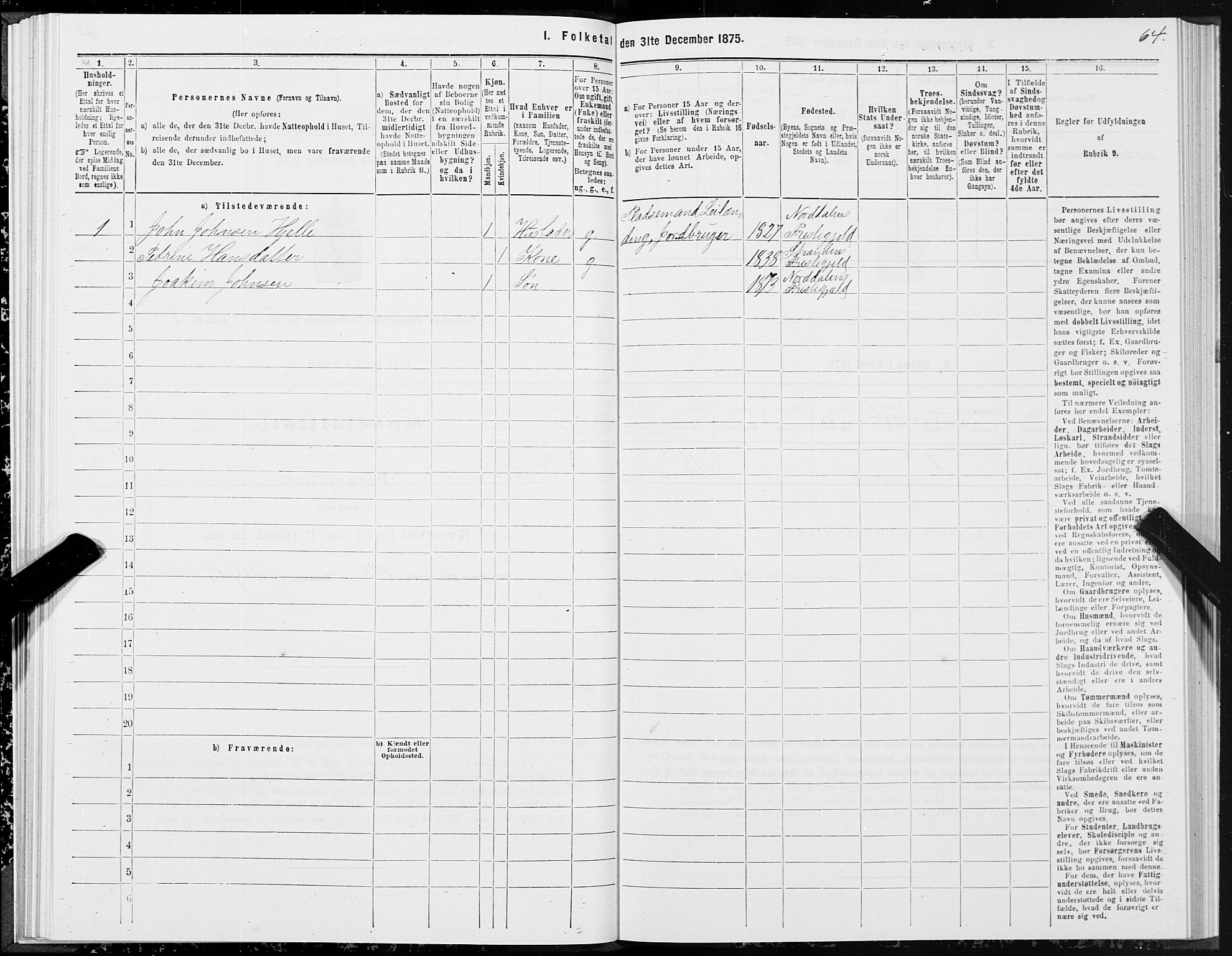 SAT, Folketelling 1875 for 1524P Norddal prestegjeld, 1875, s. 1064