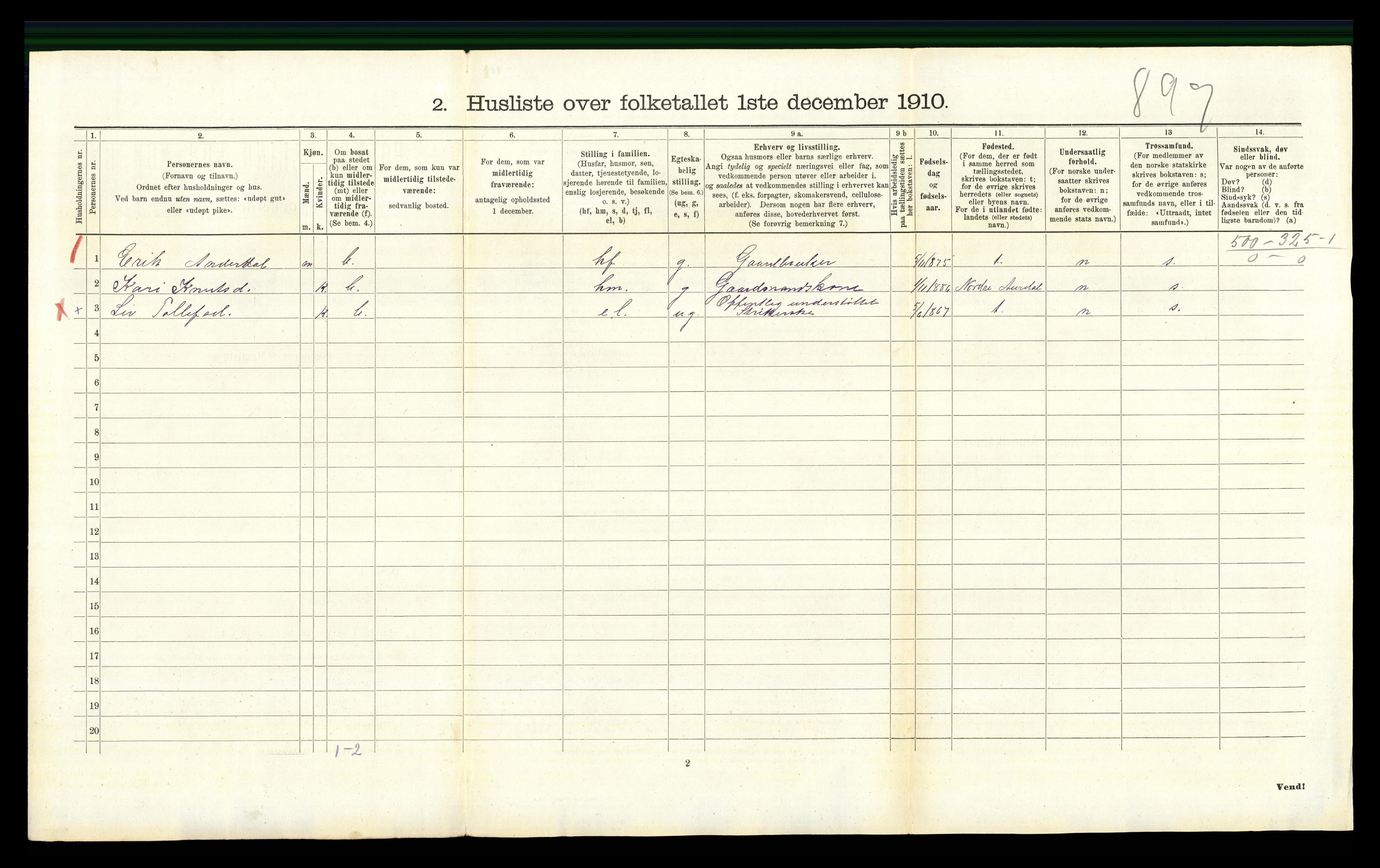 RA, Folketelling 1910 for 0618 Hemsedal herred, 1910, s. 361