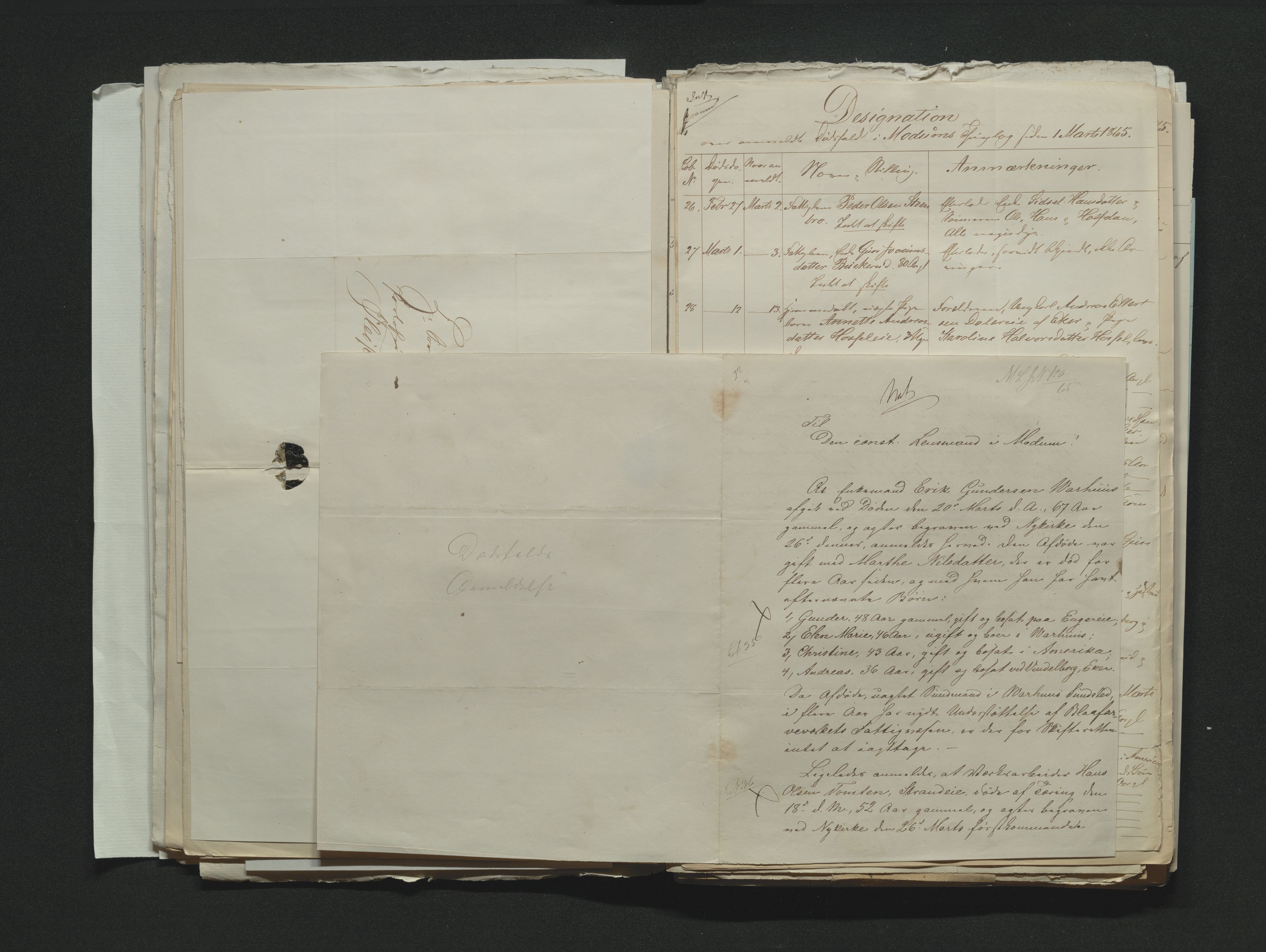 Eiker, Modum og Sigdal sorenskriveri, AV/SAKO-A-123/H/Ha/Hab/L0011: Dødsfallsmeldinger, 1862-1865, s. 575
