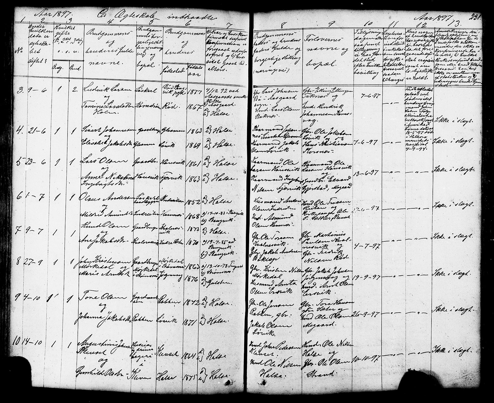 Ministerialprotokoller, klokkerbøker og fødselsregistre - Møre og Romsdal, AV/SAT-A-1454/576/L0890: Klokkerbok nr. 576C01, 1837-1908, s. 231