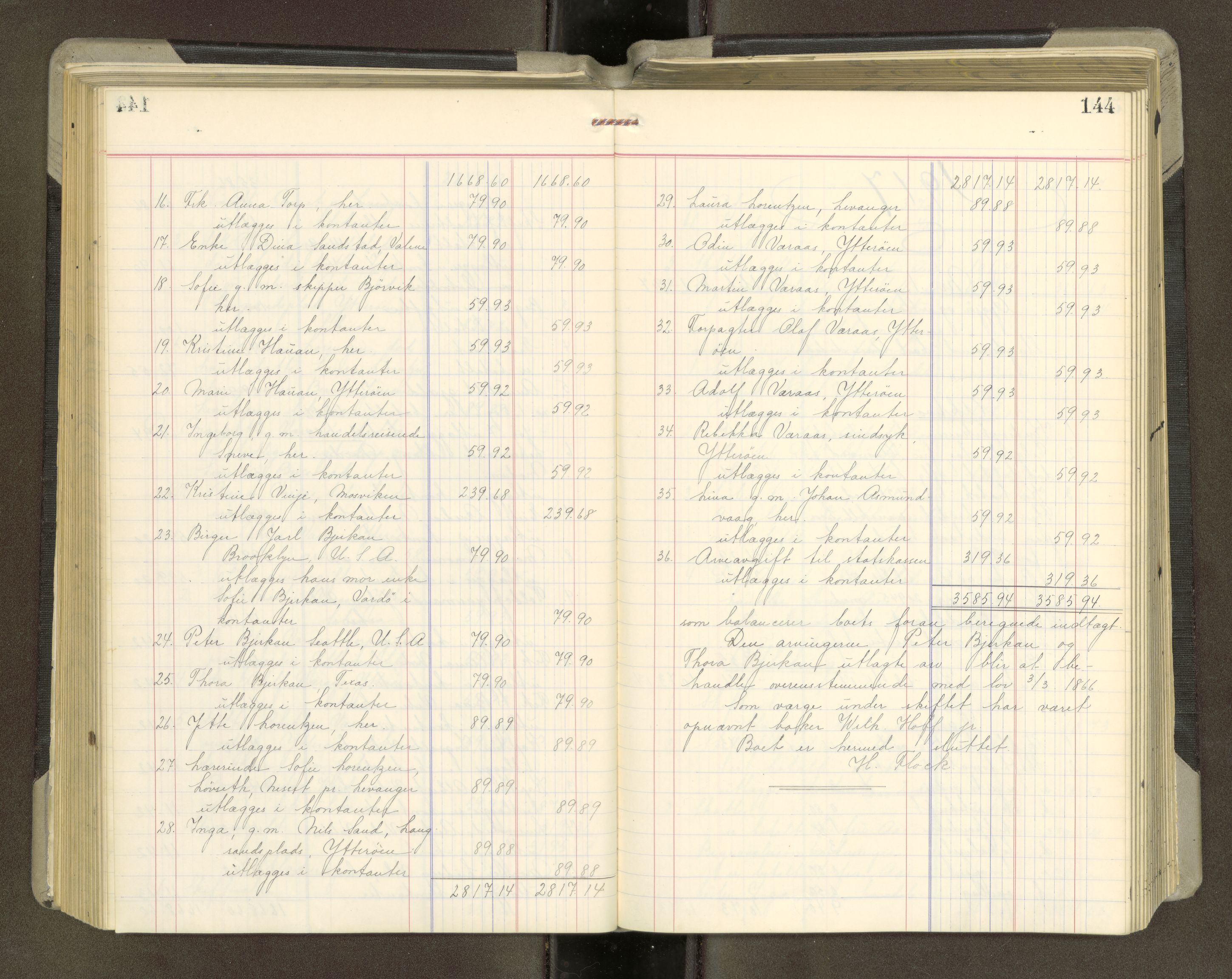 Trondheim byfogd, AV/SAT-A-0003/1/3/3A/L0042: Skifteutlodningsprotokoll - 10/2-5/7. (m/ register), 1916-1918, s. 144