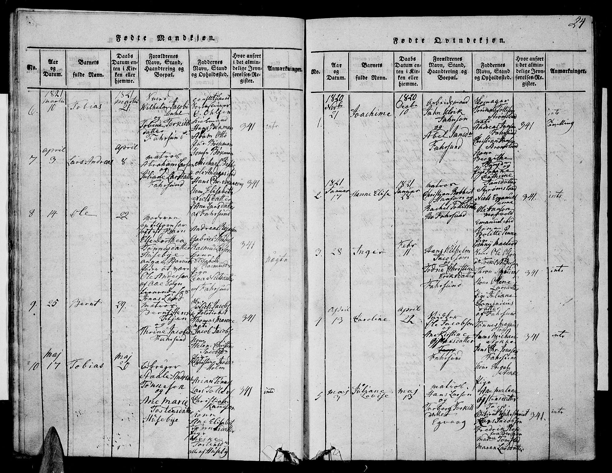 Farsund sokneprestkontor, AV/SAK-1111-0009/F/Fa/L0002: Ministerialbok nr. A 2, 1815-1836, s. 24