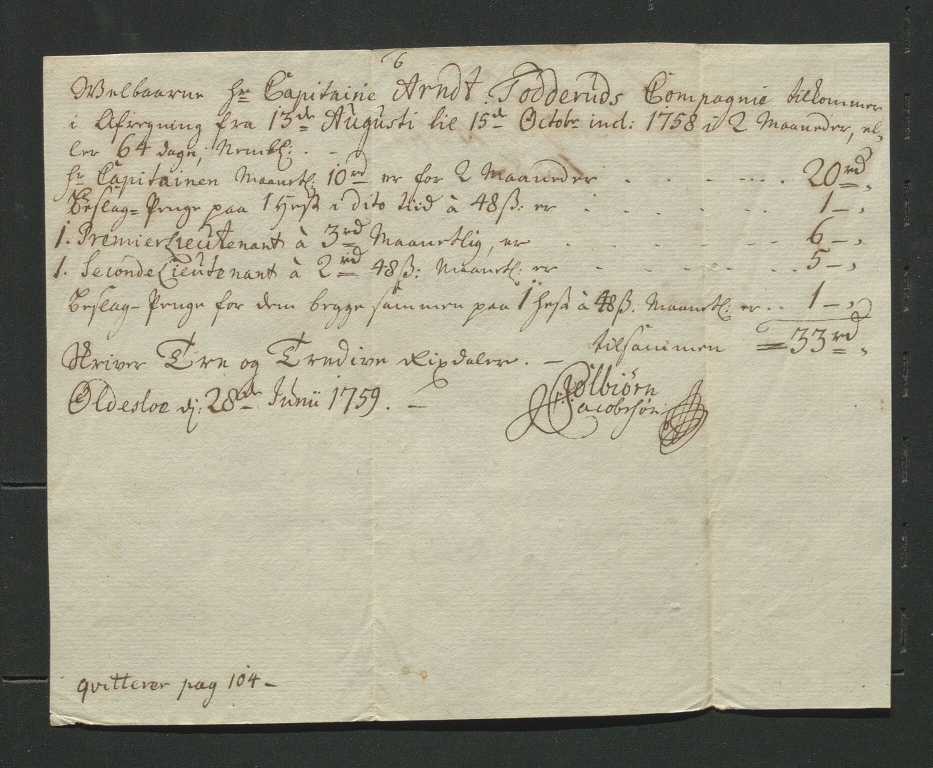 Åker i Vang, Hedmark, og familien Todderud, AV/SAH-ARK-010/J/Jc/L0002: Korrespondanse, 1753-1762, s. 246