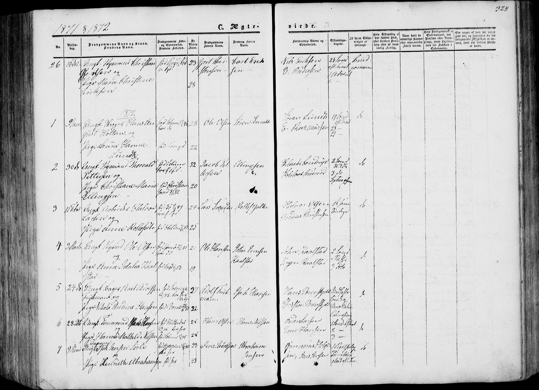 Porsgrunn kirkebøker , AV/SAKO-A-104/F/Fa/L0007: Ministerialbok nr. 7, 1858-1877, s. 324