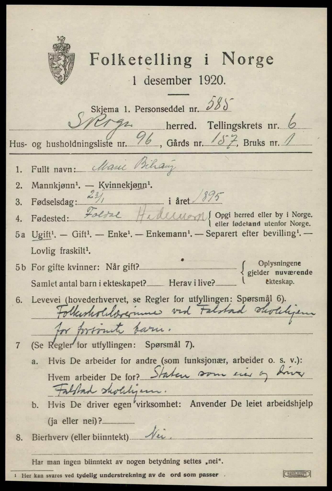 SAT, Folketelling 1920 for 1719 Skogn herred, 1920, s. 8575