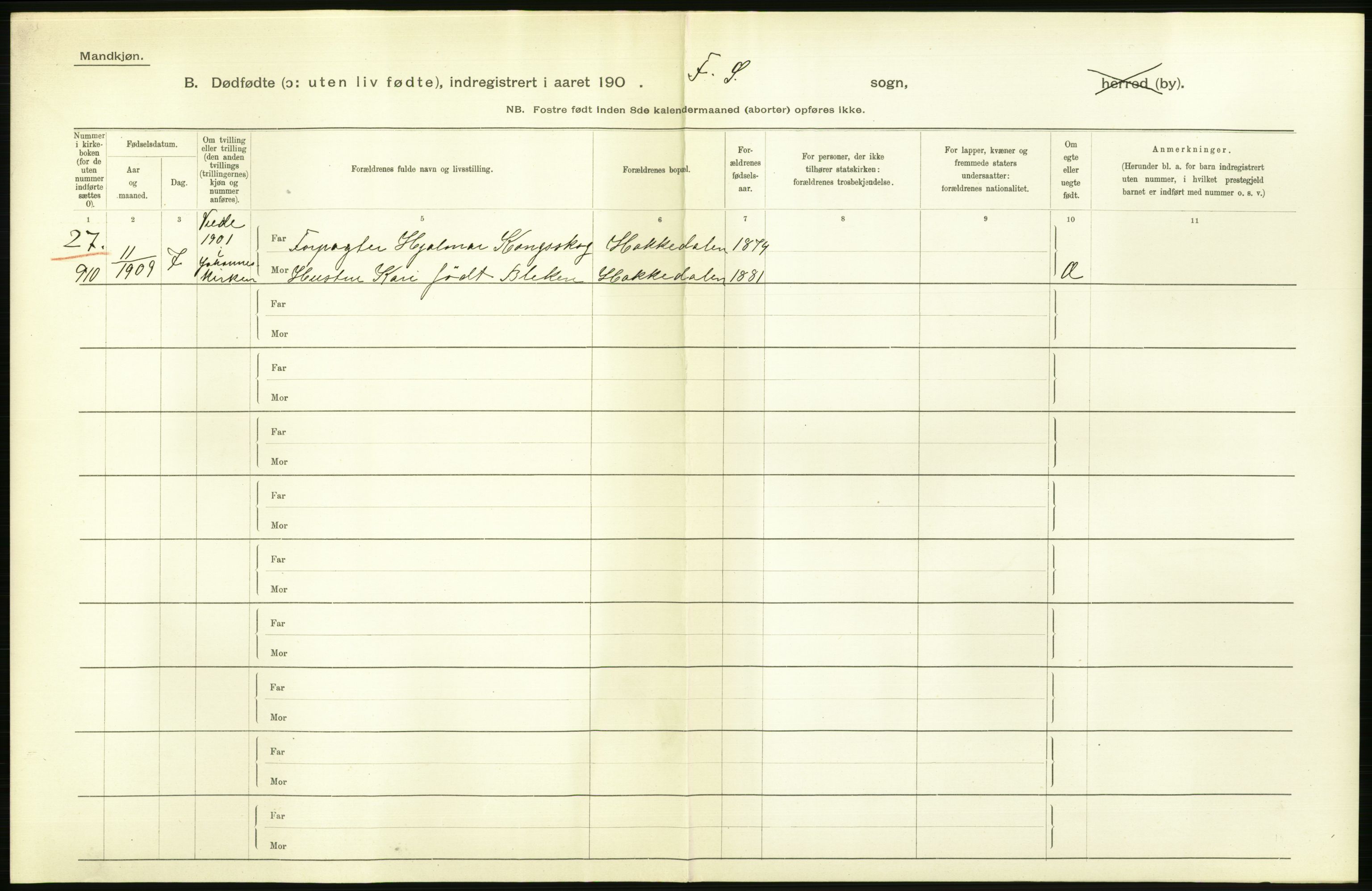 Statistisk sentralbyrå, Sosiodemografiske emner, Befolkning, AV/RA-S-2228/D/Df/Dfa/Dfag/L0010: Kristiania: Døde, dødfødte., 1909, s. 480