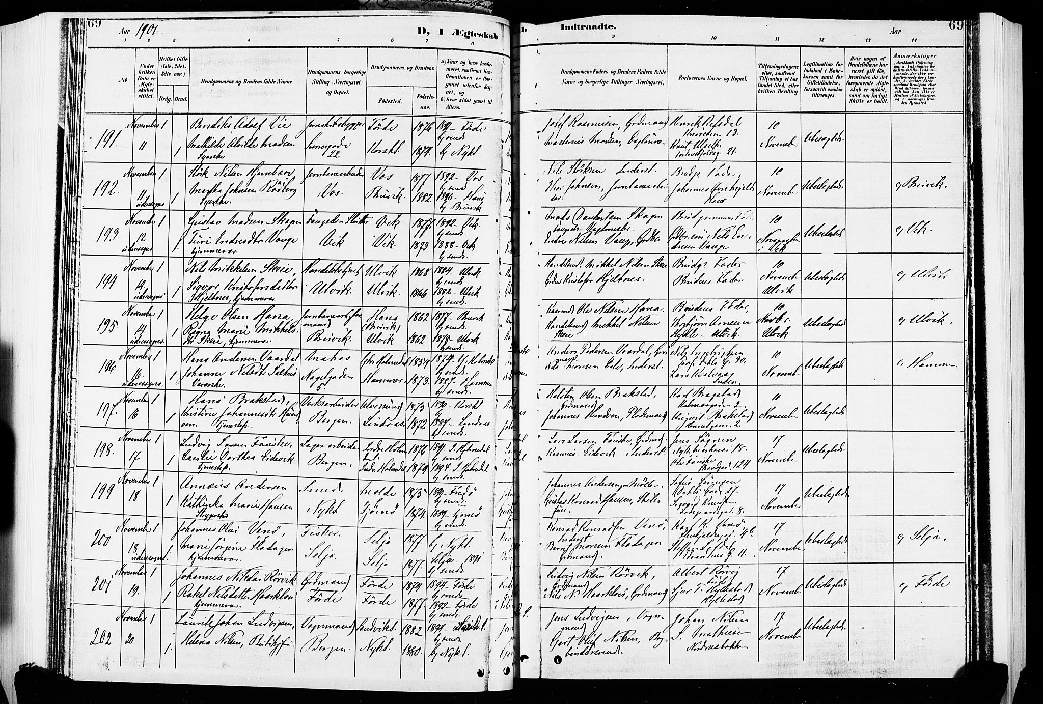 Nykirken Sokneprestembete, AV/SAB-A-77101/H/Hab: Klokkerbok nr. D 2, 1896-1905, s. 69