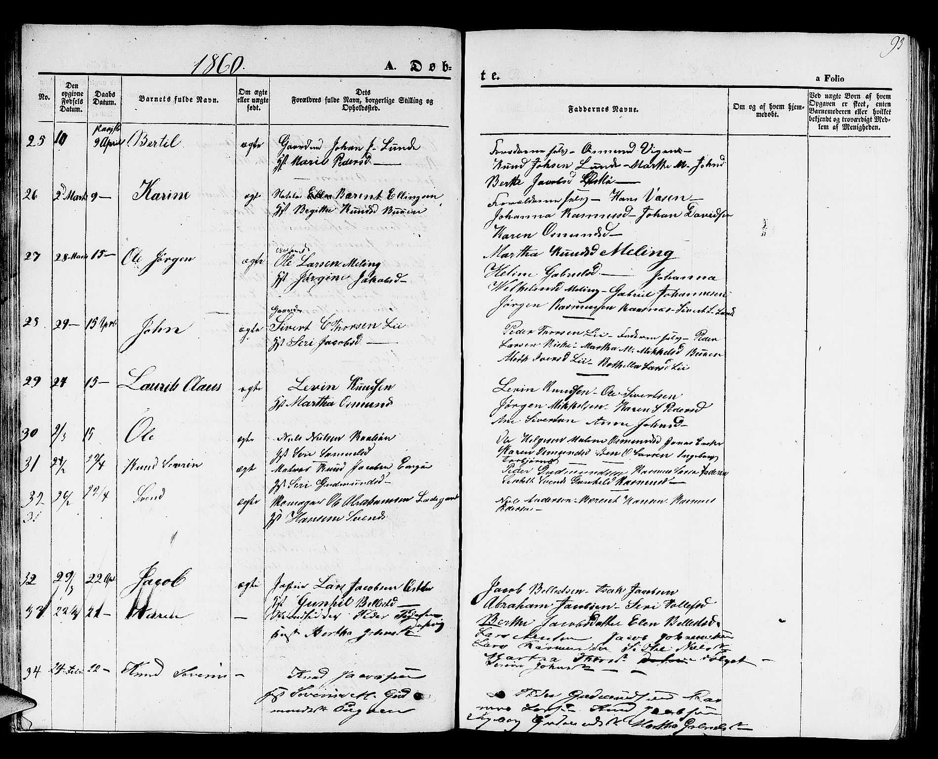 Hetland sokneprestkontor, AV/SAST-A-101826/30/30BB/L0001: Klokkerbok nr. B 1, 1850-1868, s. 93