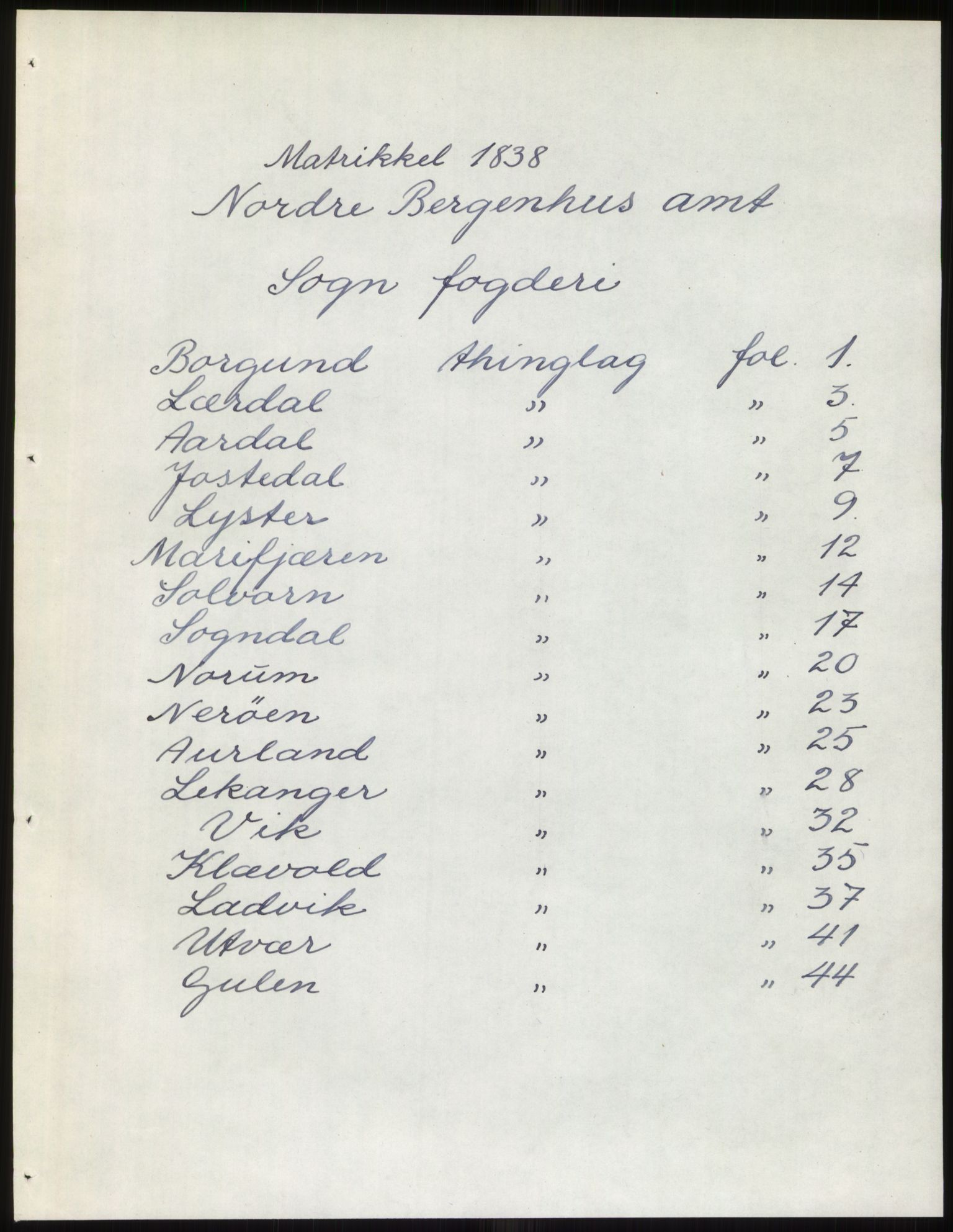 Andre publikasjoner, PUBL/PUBL-999/0002/0013: Bind 13 - Nordre Bergenhus amt, 1838, s. 1
