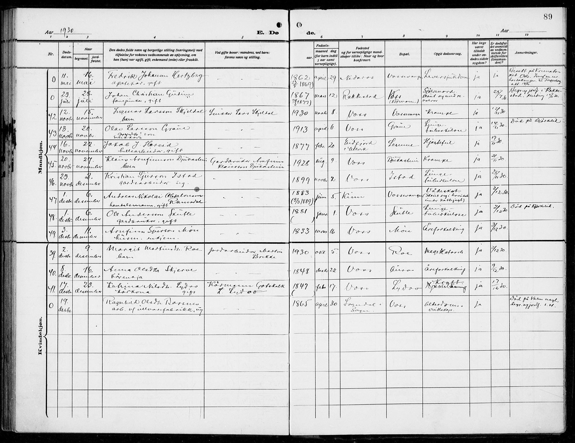 Voss sokneprestembete, AV/SAB-A-79001/H/Haa: Ministerialbok nr. D  2, 1910-1932, s. 89