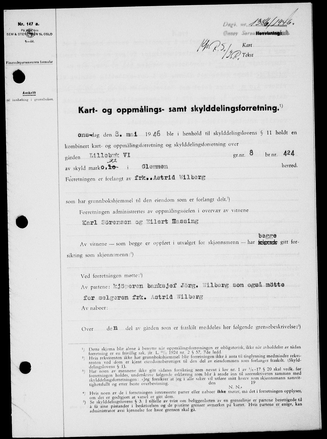 Onsøy sorenskriveri, SAO/A-10474/G/Ga/Gab/L0016: Pantebok nr. II A-16, 1946-1946, Dagboknr: 1386/1946