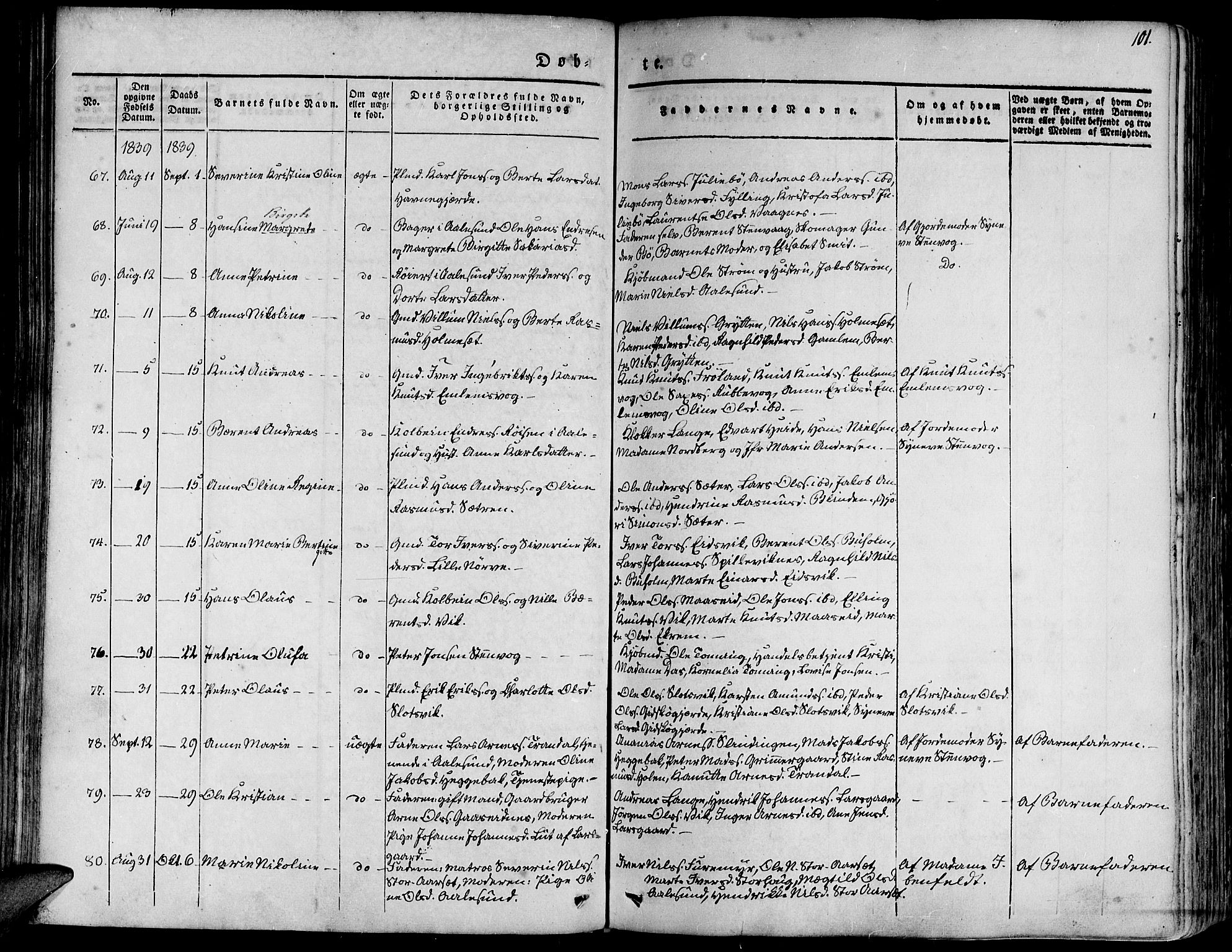 Ministerialprotokoller, klokkerbøker og fødselsregistre - Møre og Romsdal, AV/SAT-A-1454/528/L0395: Ministerialbok nr. 528A06, 1828-1839, s. 101