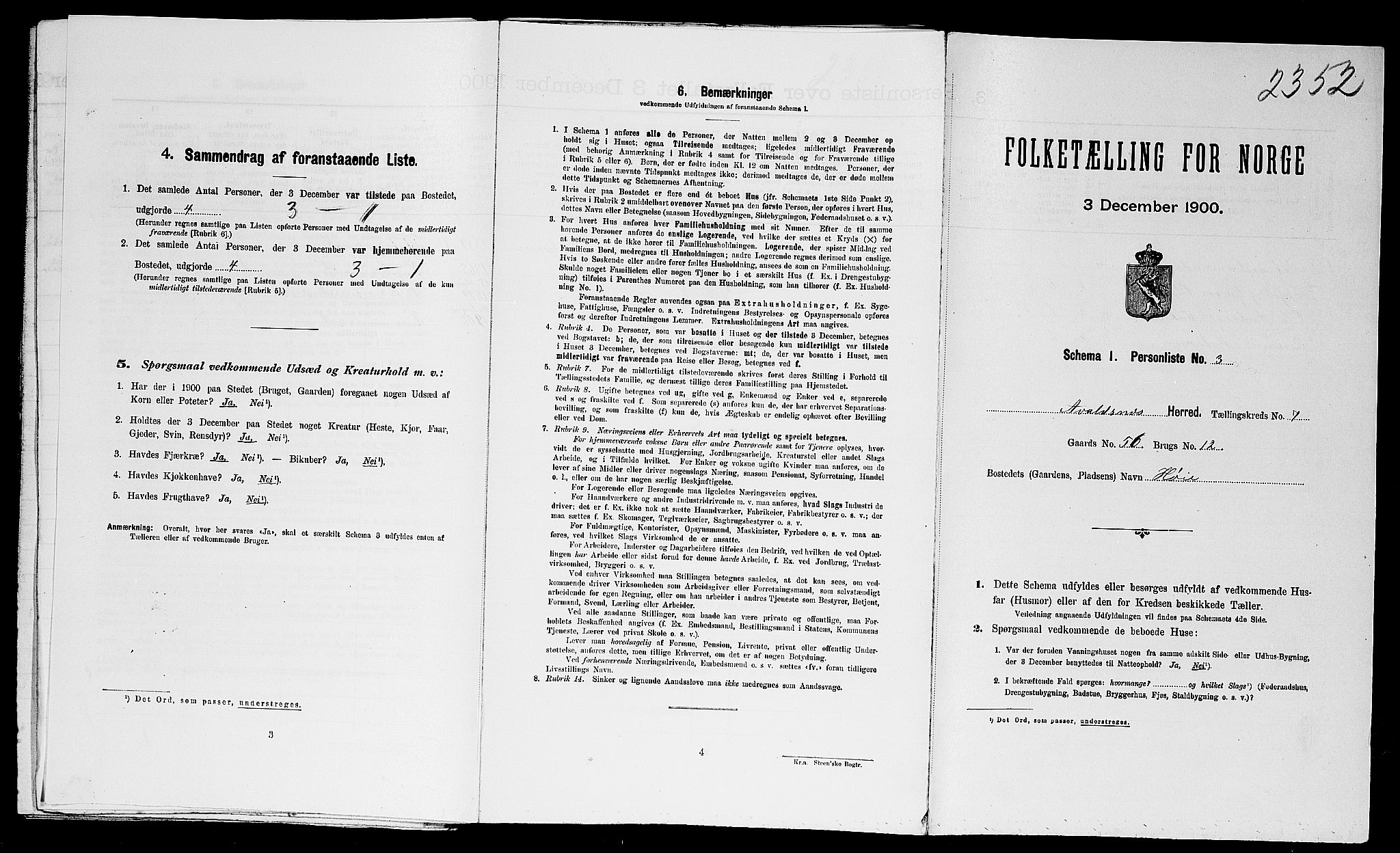 SAST, Folketelling 1900 for 1147 Avaldsnes herred, 1900, s. 1482