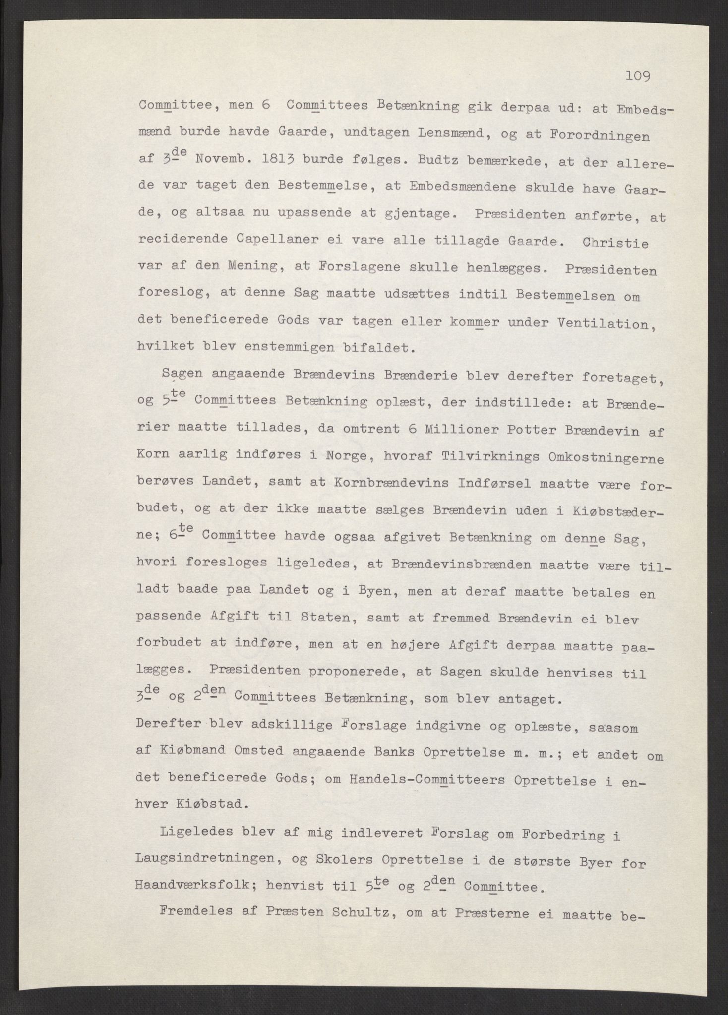 Manuskriptsamlingen, AV/RA-EA-3667/F/L0197: Wetlesen, Hans Jørgen (stortingsmann, ingeniørkaptein); Referat fra Stortinget 1815-1816, 1815-1816, s. 109