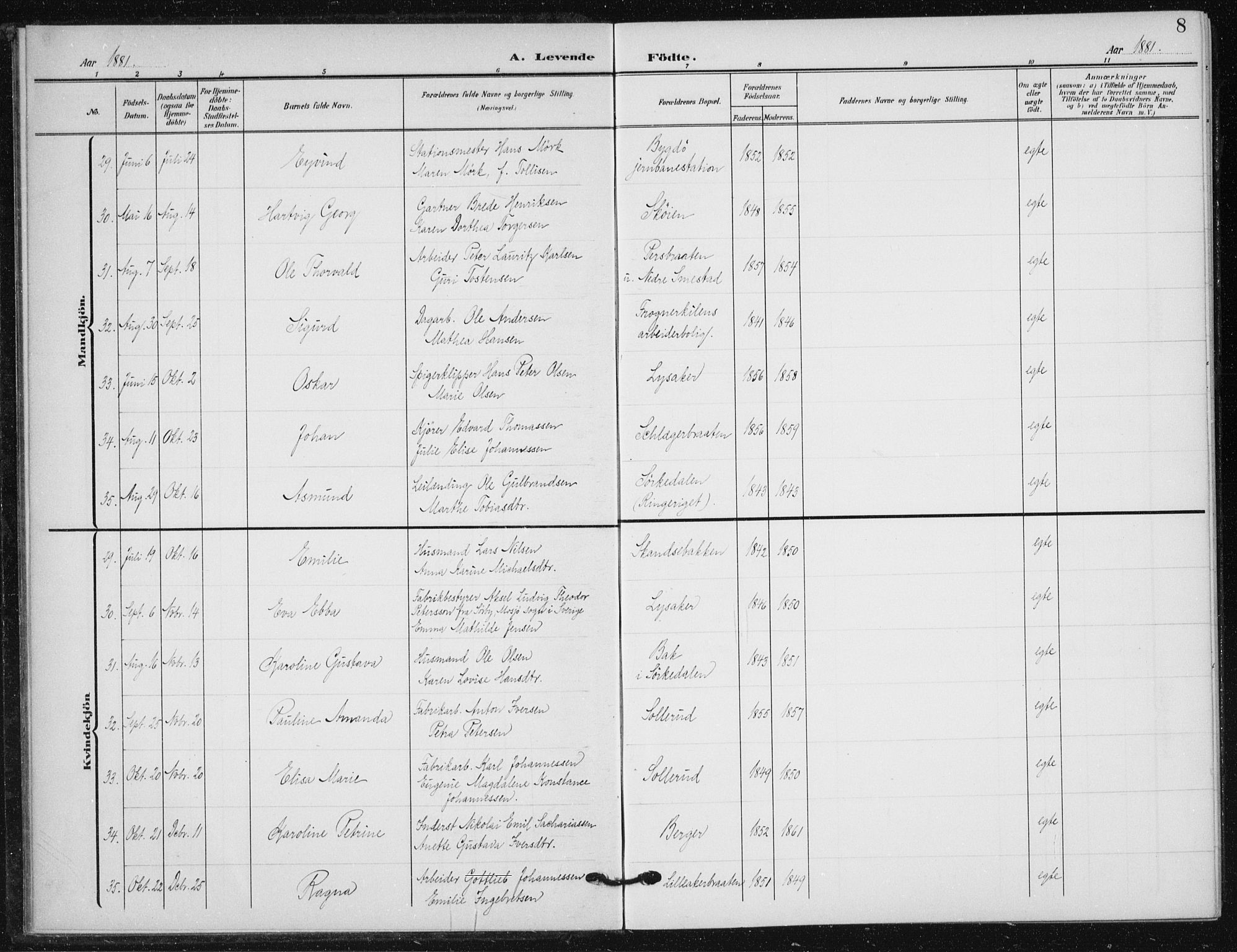 Vestre Aker prestekontor Kirkebøker, AV/SAO-A-10025/F/Fb/L0001: Ministerialbok nr. II 1, 1880-1906, s. 8