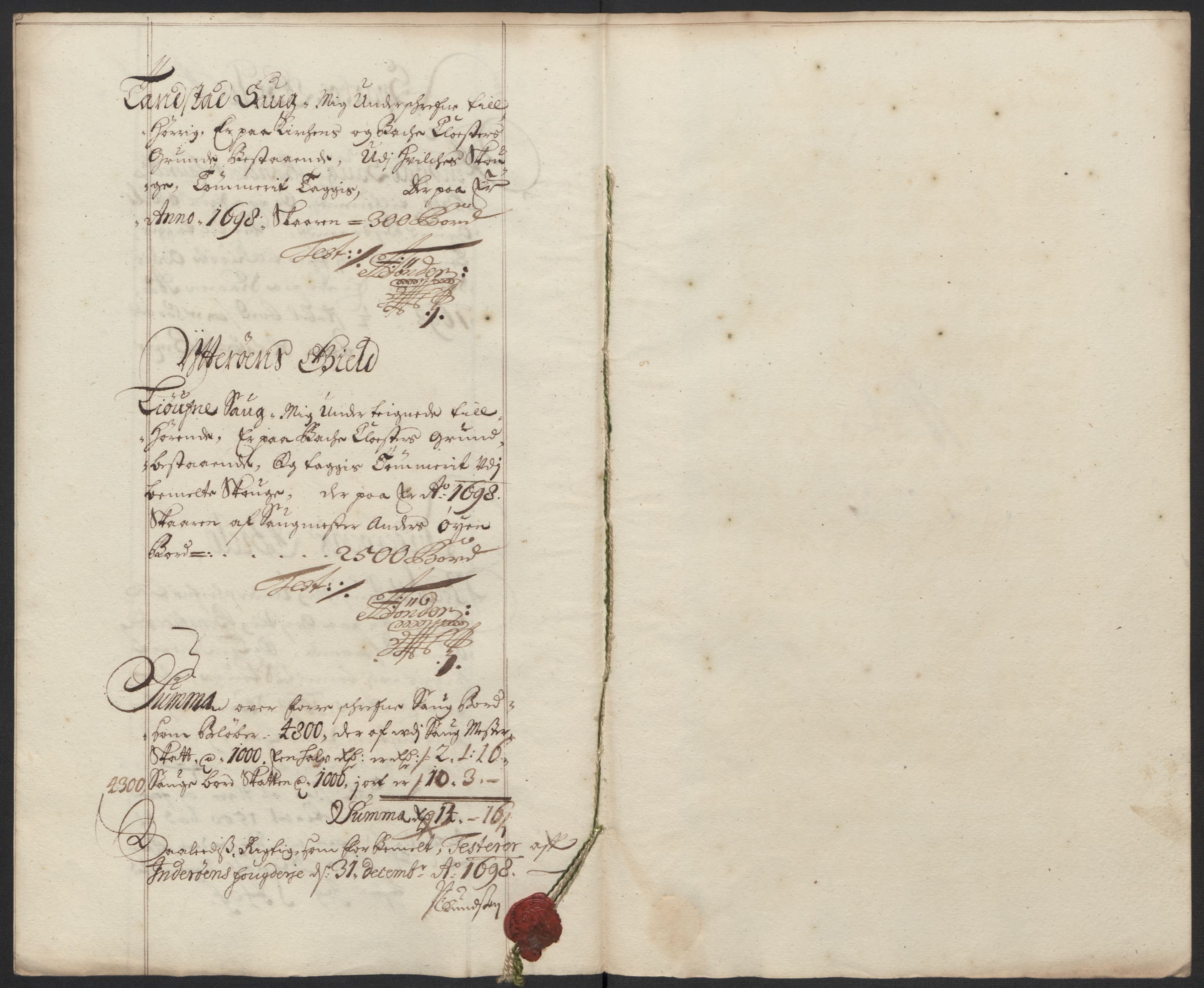 Rentekammeret inntil 1814, Reviderte regnskaper, Fogderegnskap, RA/EA-4092/R63/L4310: Fogderegnskap Inderøy, 1698-1699, s. 143