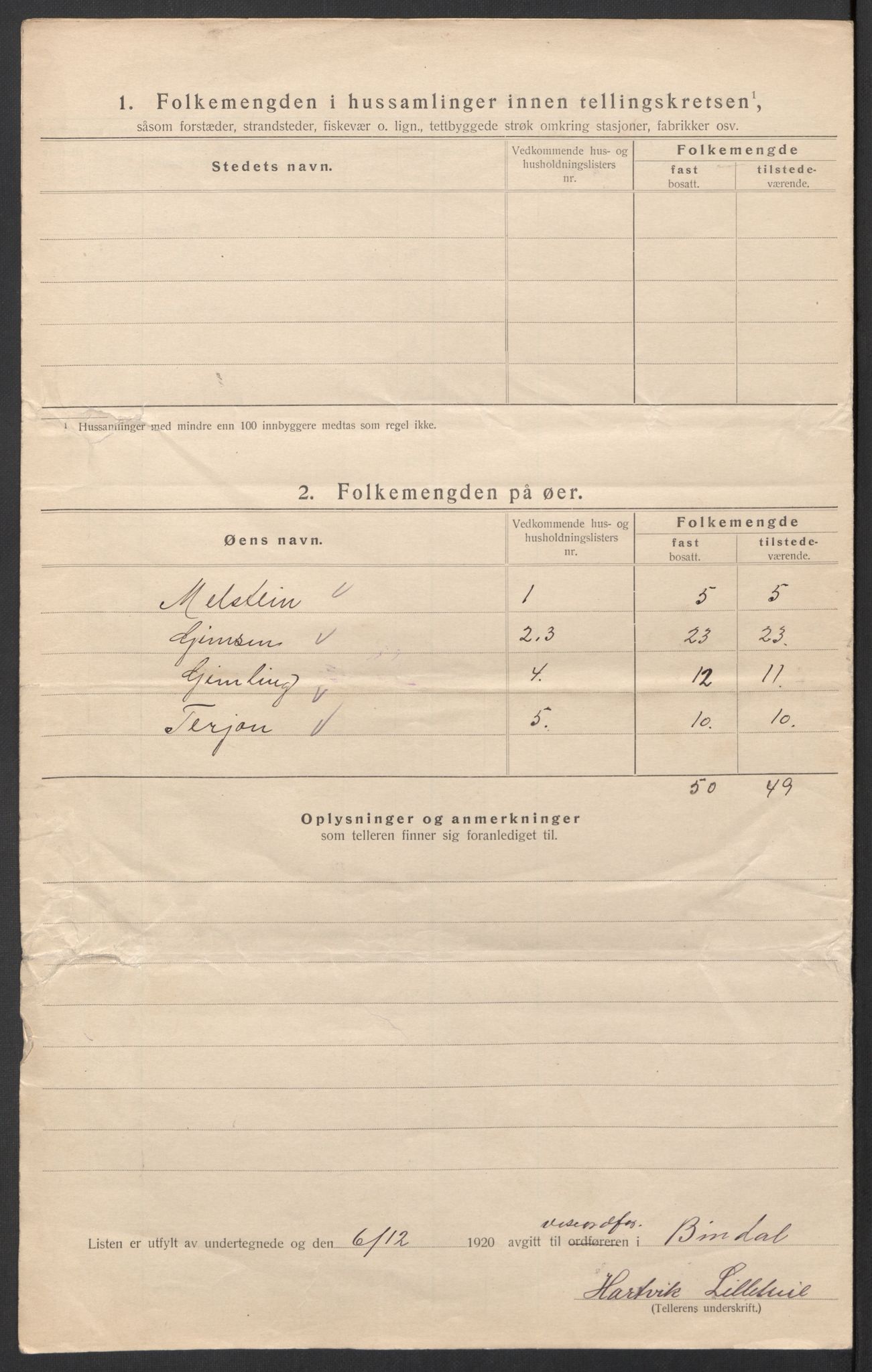 SAT, Folketelling 1920 for 1811 Bindal herred, 1920, s. 36