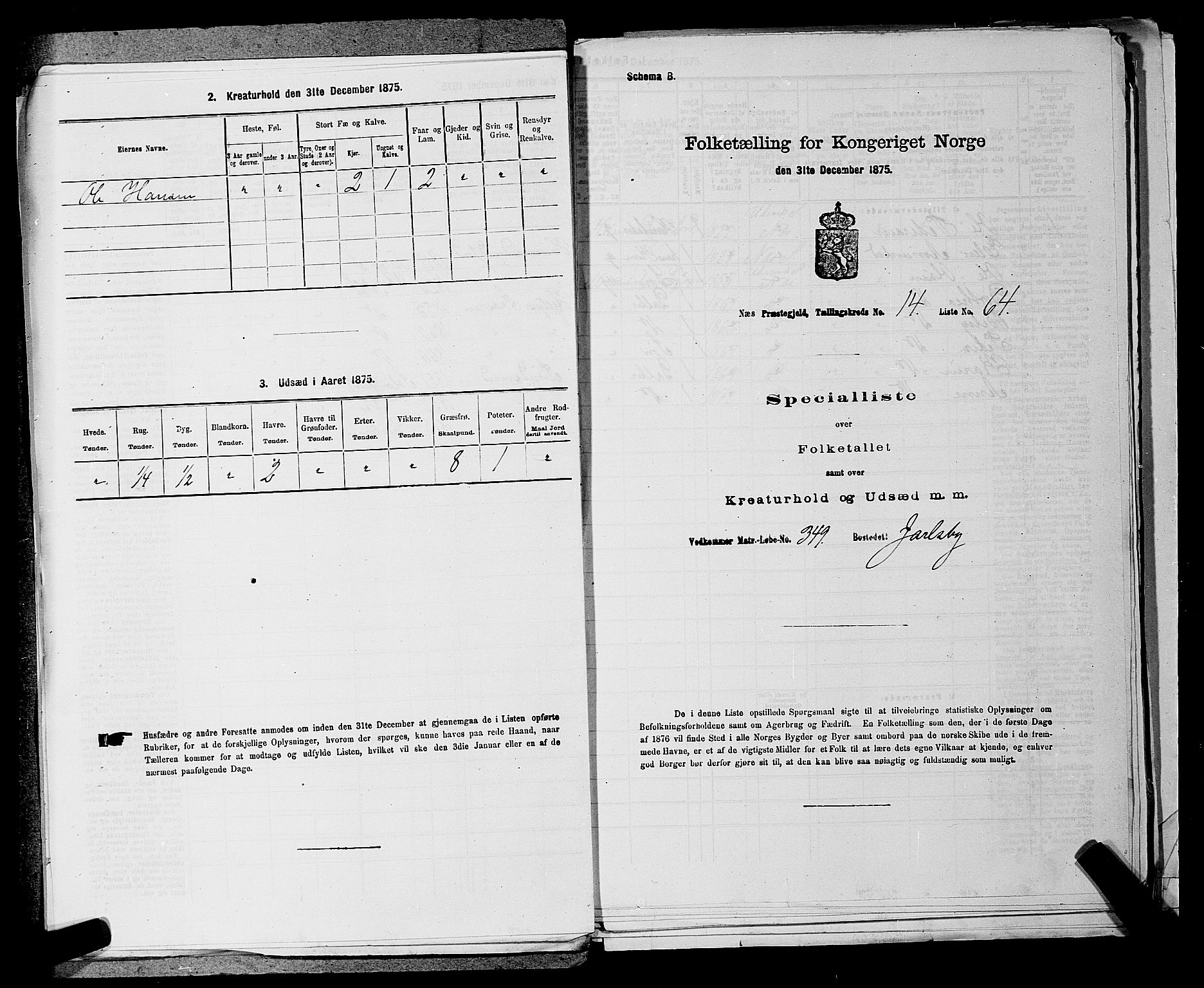 RA, Folketelling 1875 for 0236P Nes prestegjeld, 1875, s. 2639