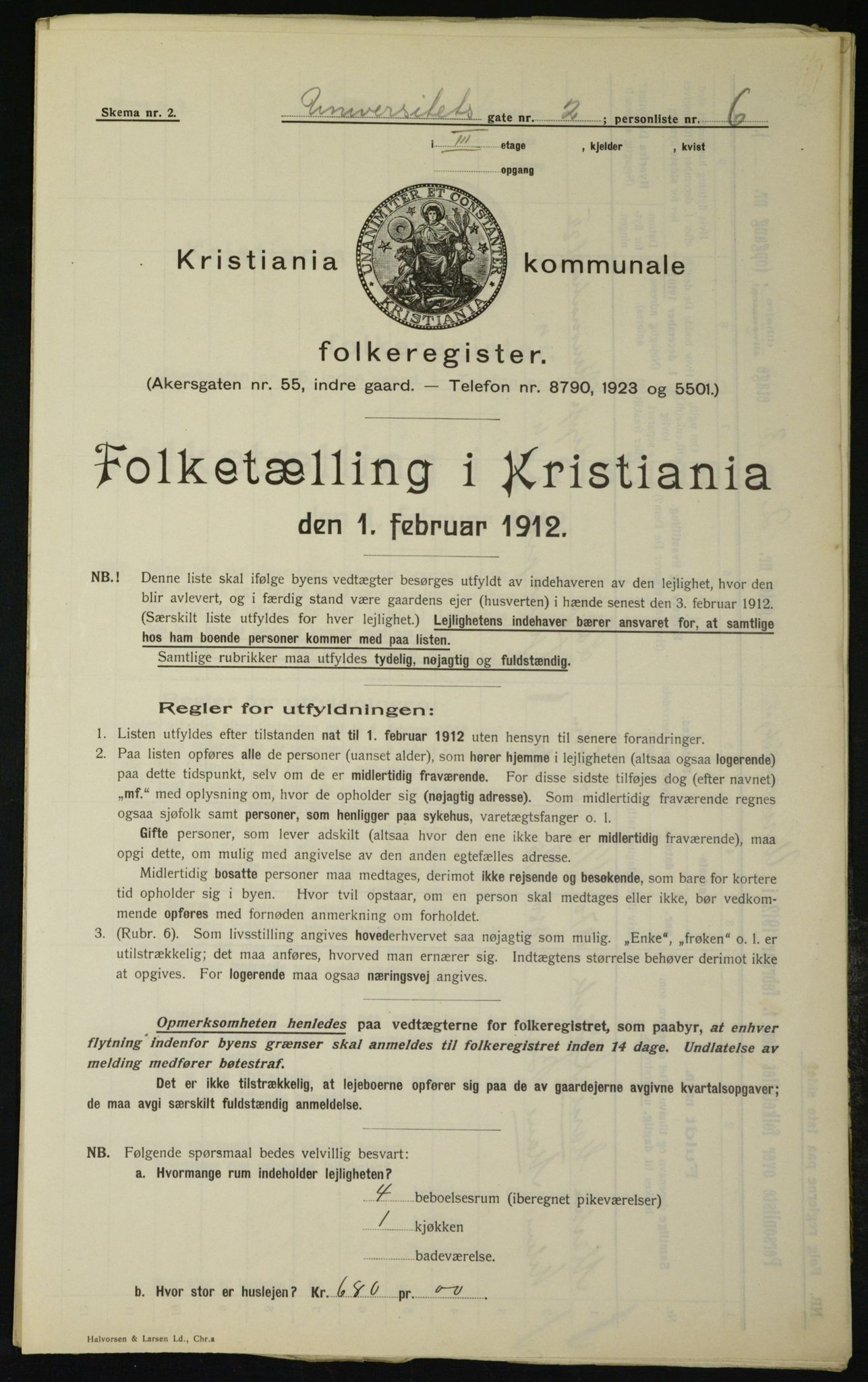 OBA, Kommunal folketelling 1.2.1912 for Kristiania, 1912, s. 119914