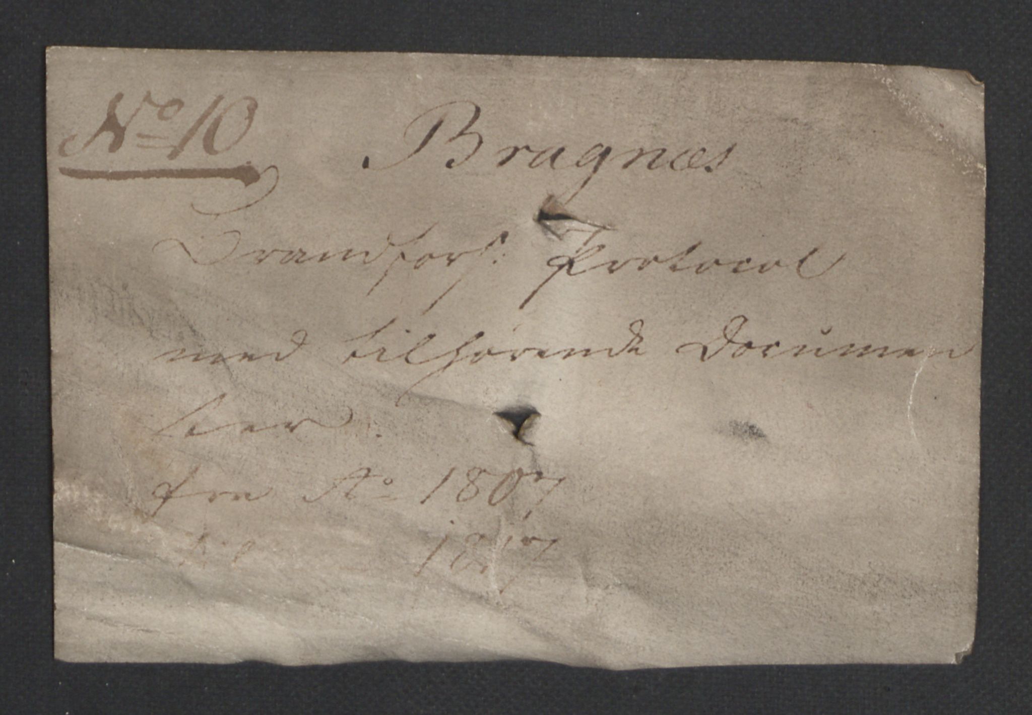 Kommersekollegiet, Brannforsikringskontoret 1767-1814, AV/RA-EA-5458/F/Fa/L0010/0002: Bragernes / Dokumenter, 1807-1817