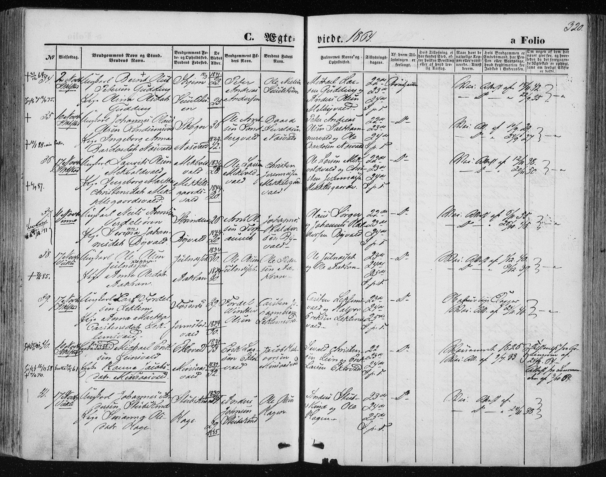 Ministerialprotokoller, klokkerbøker og fødselsregistre - Nord-Trøndelag, SAT/A-1458/723/L0241: Ministerialbok nr. 723A10, 1860-1869, s. 320