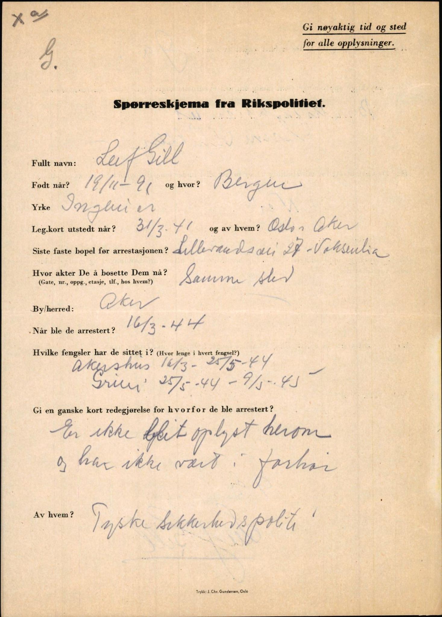 Rikspolitisjefen, AV/RA-S-1560/L/L0005: Gidske, Peder Martin -  Hansell, Georg, 1940-1945, s. 15