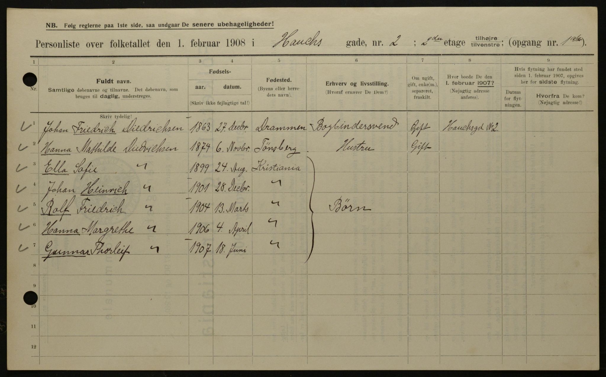 OBA, Kommunal folketelling 1.2.1908 for Kristiania kjøpstad, 1908, s. 31626