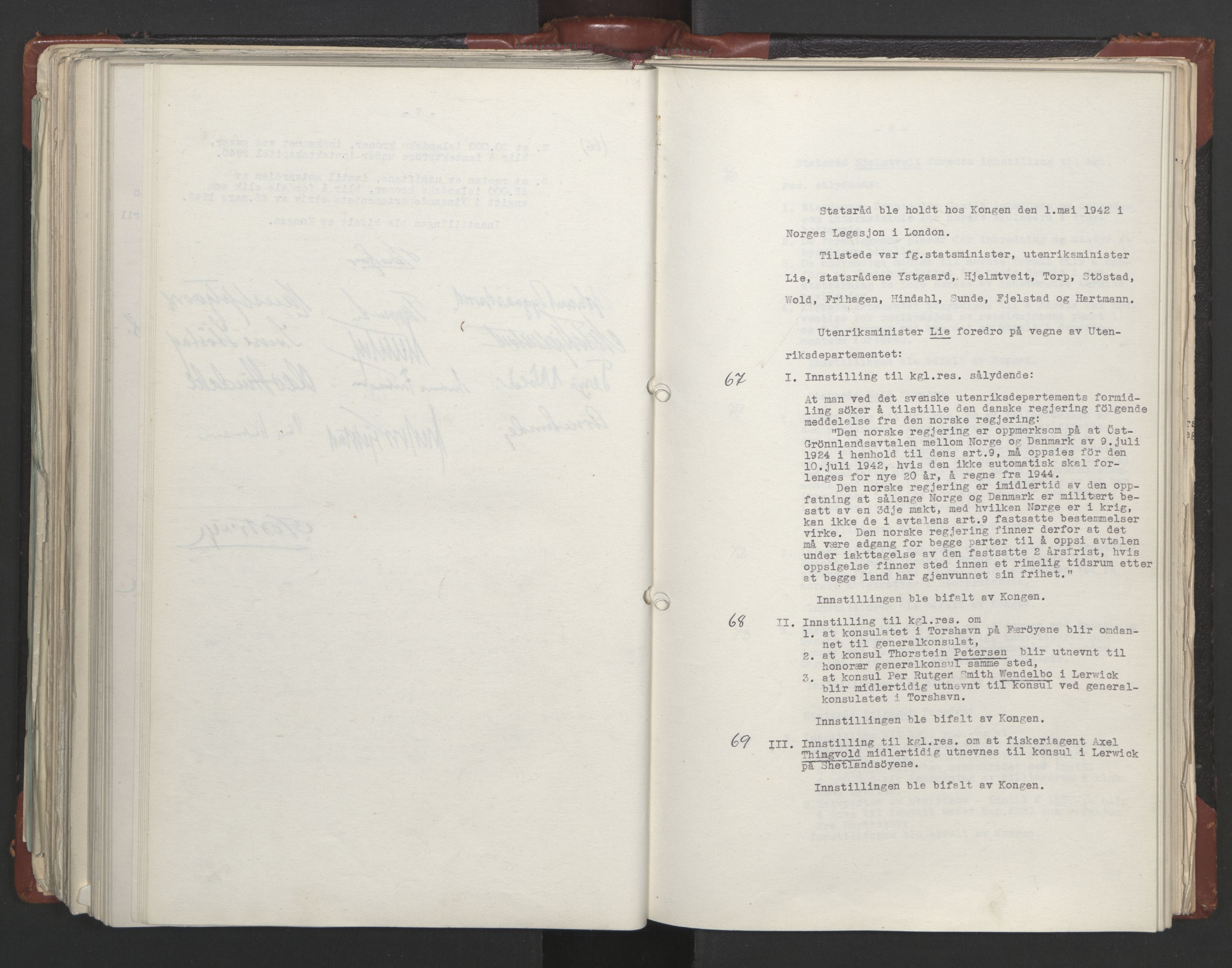 Statsrådssekretariatet, AV/RA-S-1001/A/Ac/L0122: Kgl. res. (9/4) 17/4 1940 -18/12 1942, 1940-1942, s. 288