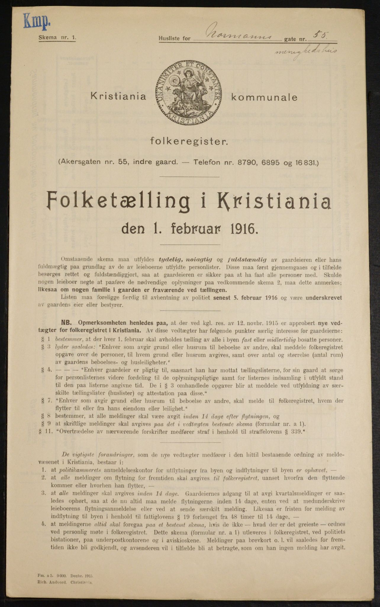 OBA, Kommunal folketelling 1.2.1916 for Kristiania, 1916, s. 75678