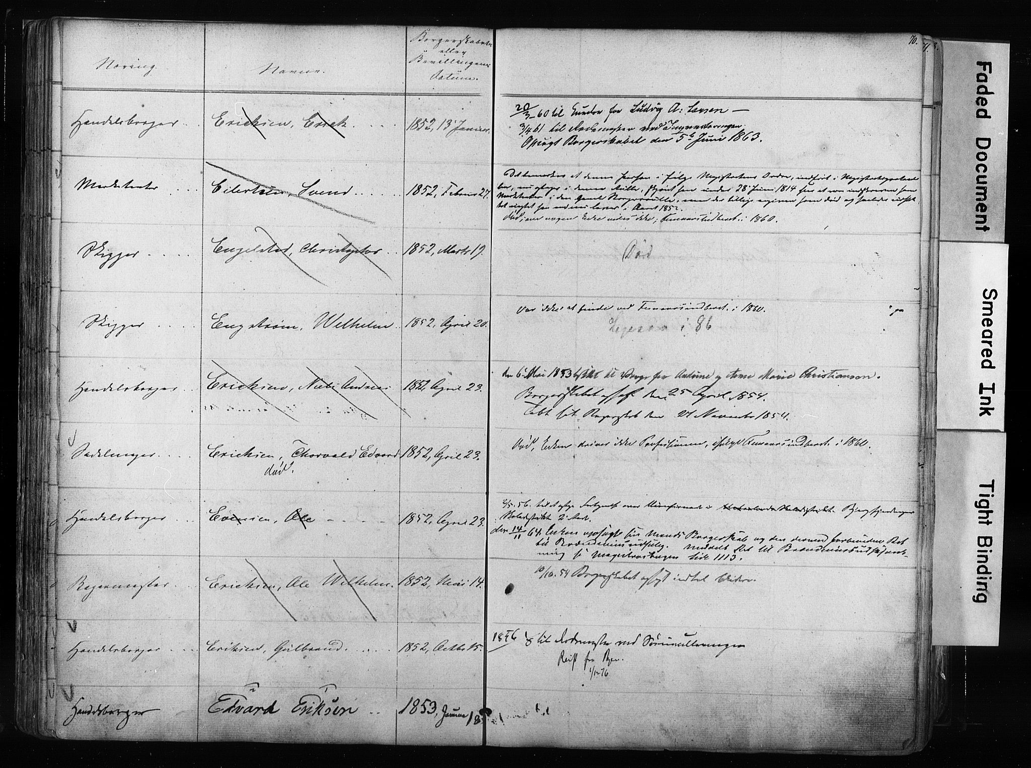 Kristiania magistrat, SAO/A-10711/F/Fb/L0003: Borgerrulle, 1842-1860, s. 72