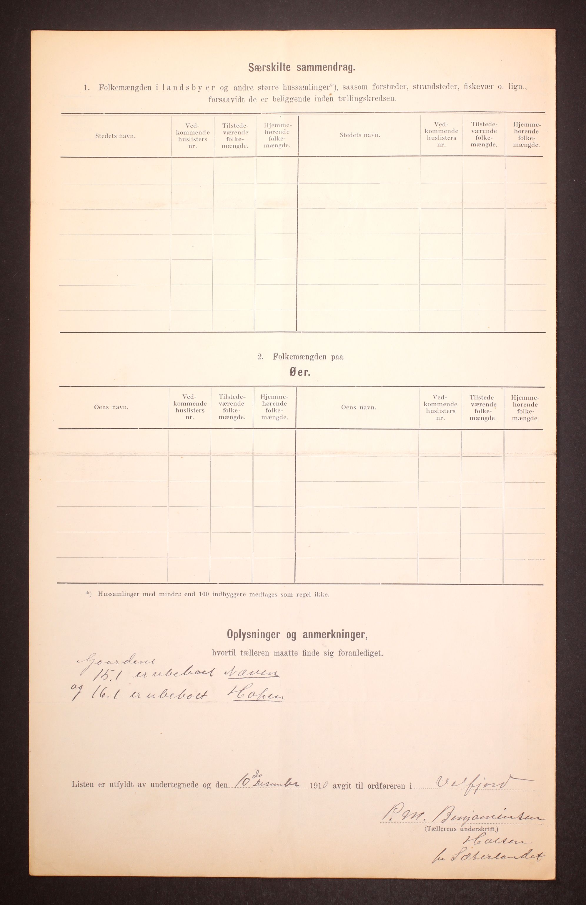 RA, Folketelling 1910 for 1813 Velfjord herred, 1910, s. 6