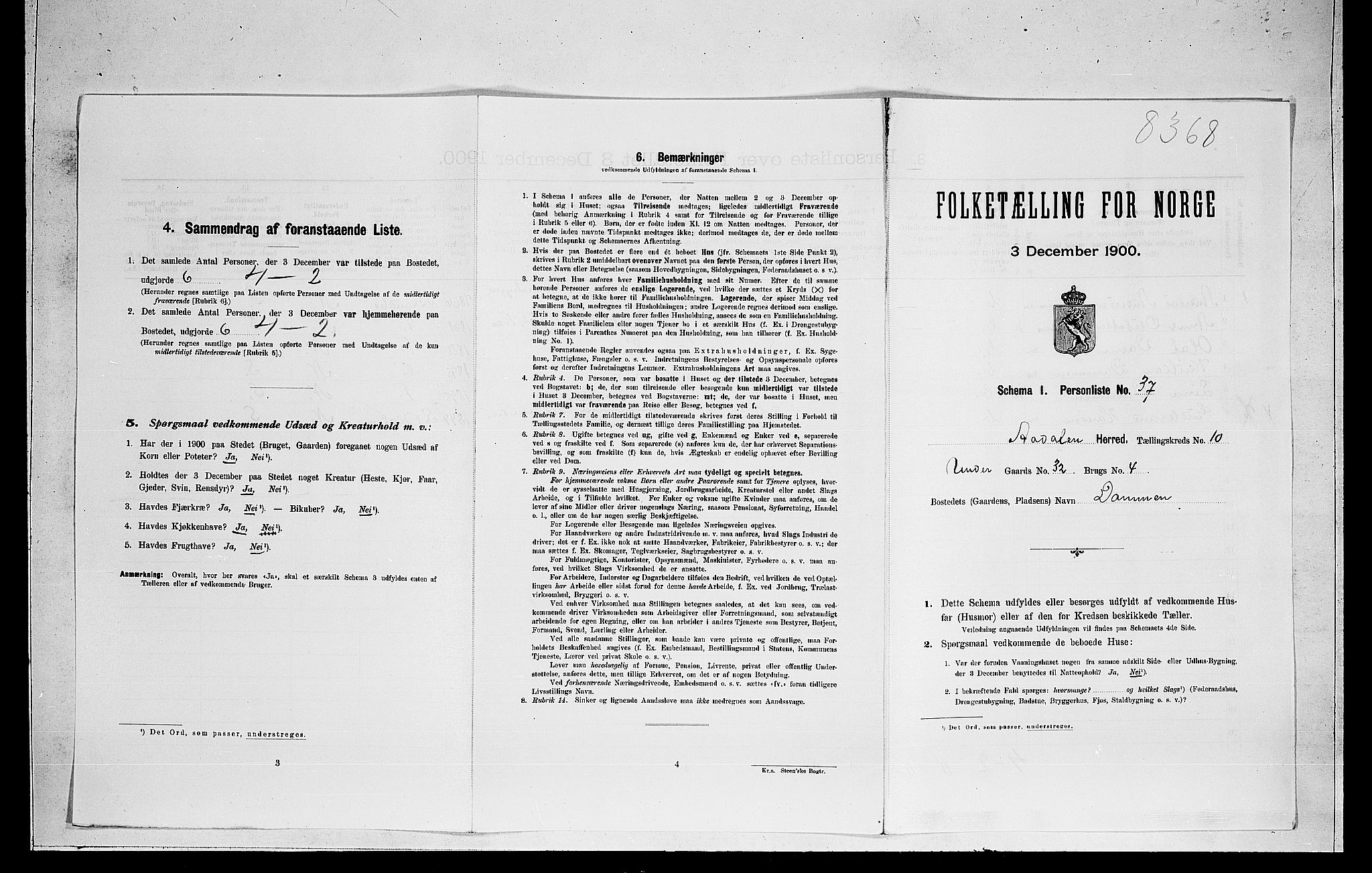RA, Folketelling 1900 for 0614 Ådal herred, 1900, s. 729