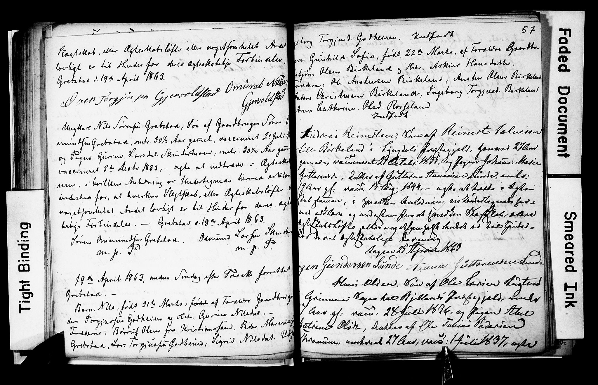 Søgne sokneprestkontor, AV/SAK-1111-0037/F/Fe/L0001: Lysningsprotokoll nr. A III 1, 1853-1870, s. 57