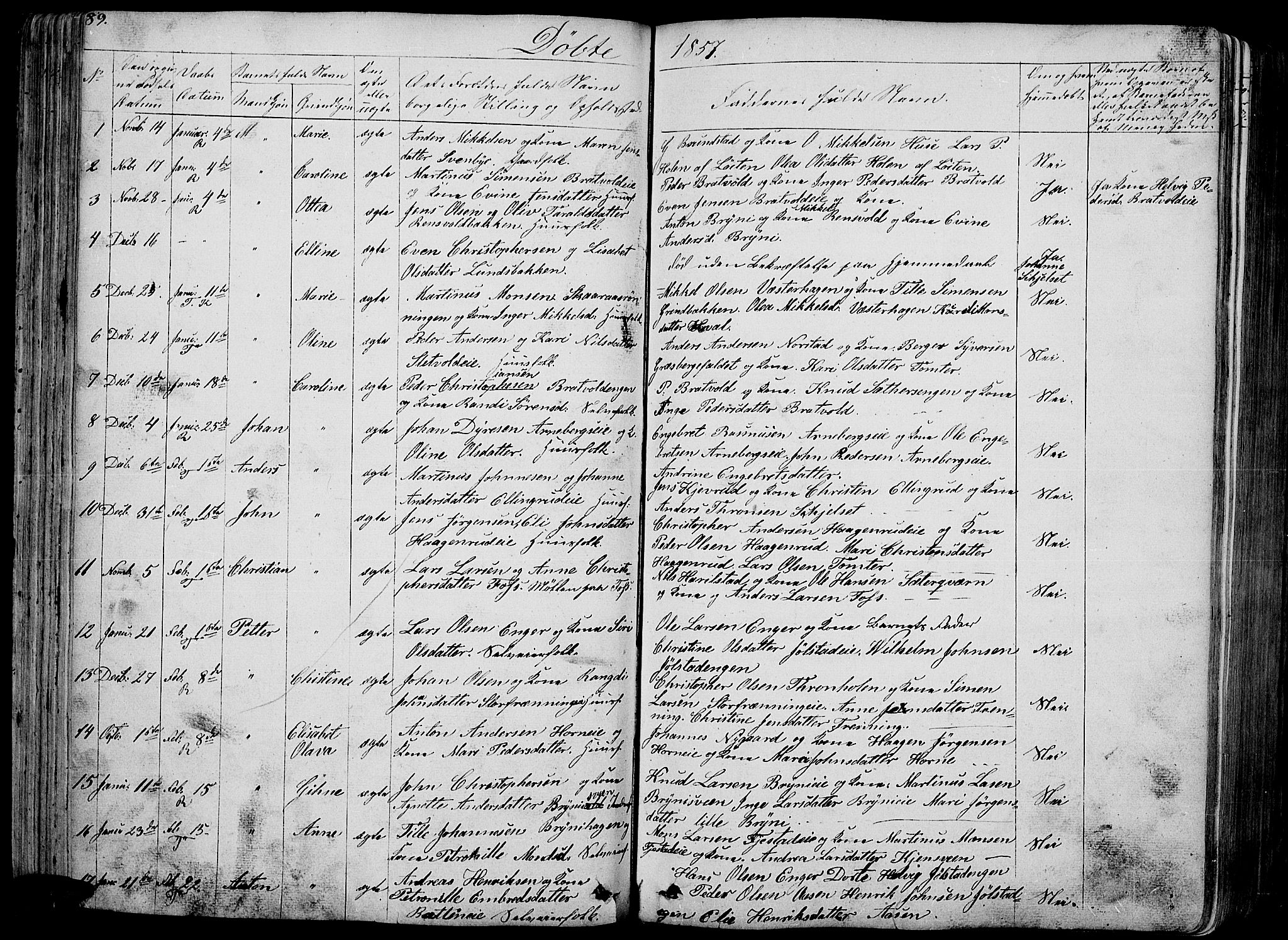 Romedal prestekontor, AV/SAH-PREST-004/L/L0009: Klokkerbok nr. 9, 1846-1866, s. 89