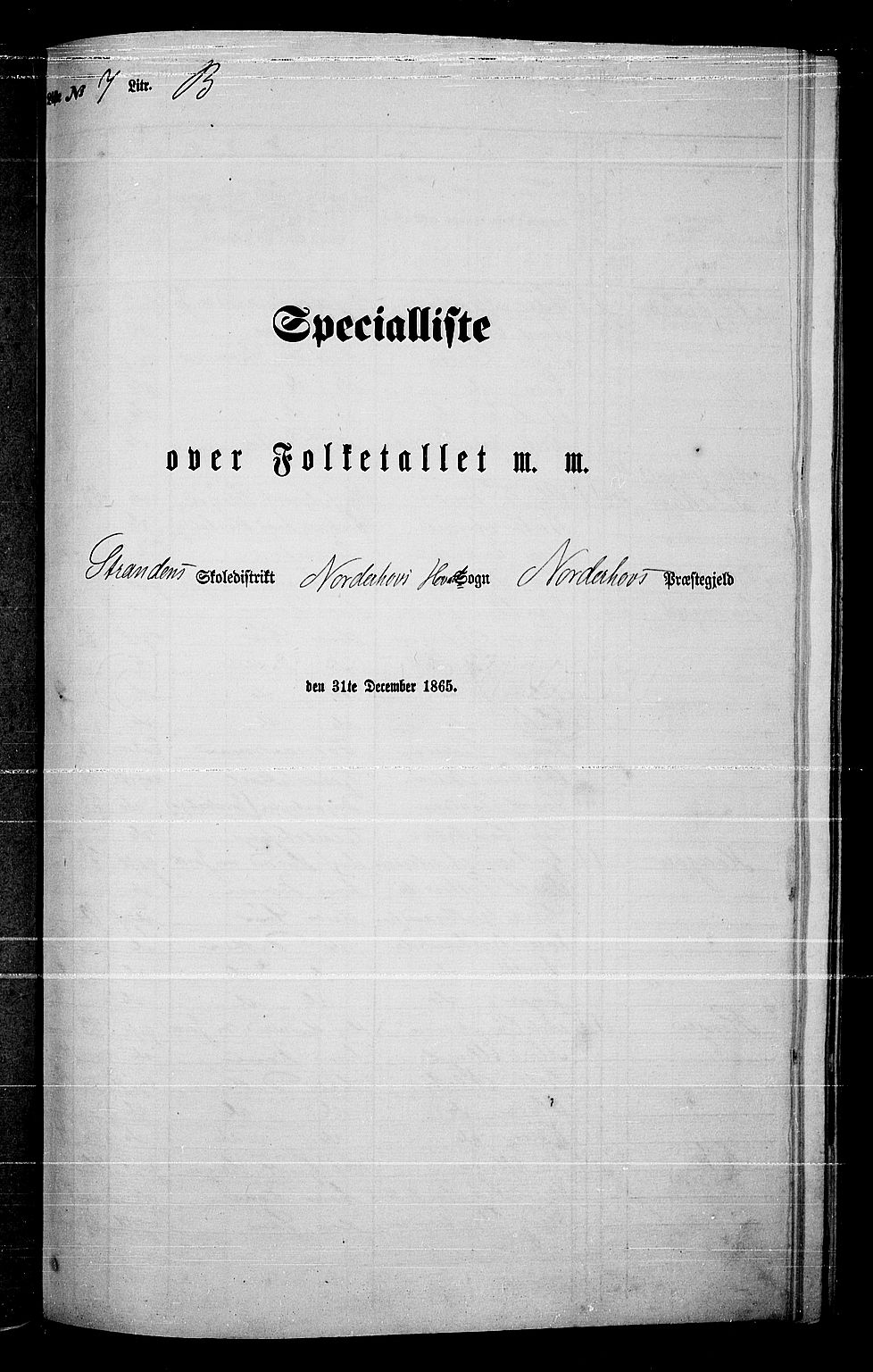 RA, Folketelling 1865 for 0613L Norderhov prestegjeld, Norderhov sokn, Haug sokn og Lunder sokn, 1865, s. 147