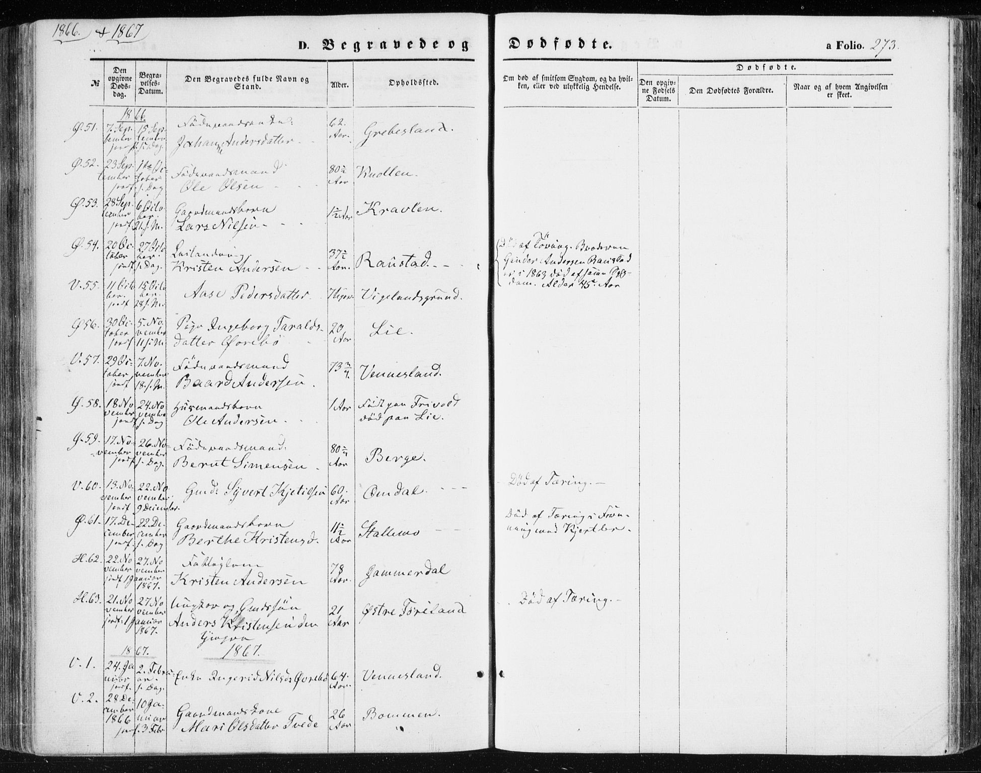 Vennesla sokneprestkontor, SAK/1111-0045/Fa/Fac/L0007: Ministerialbok nr. A 7, 1855-1873, s. 273