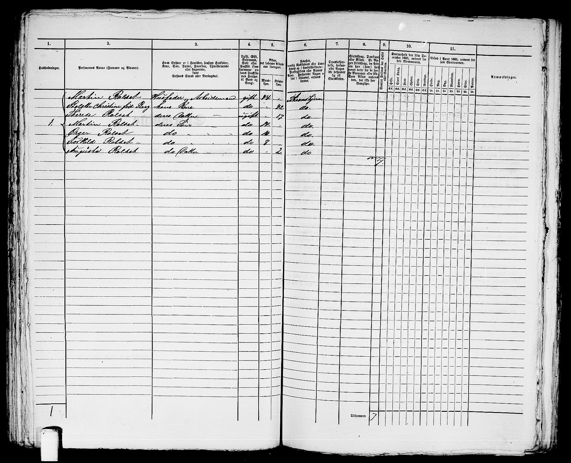 RA, Folketelling 1865 for 1601 Trondheim kjøpstad, 1865, s. 2240