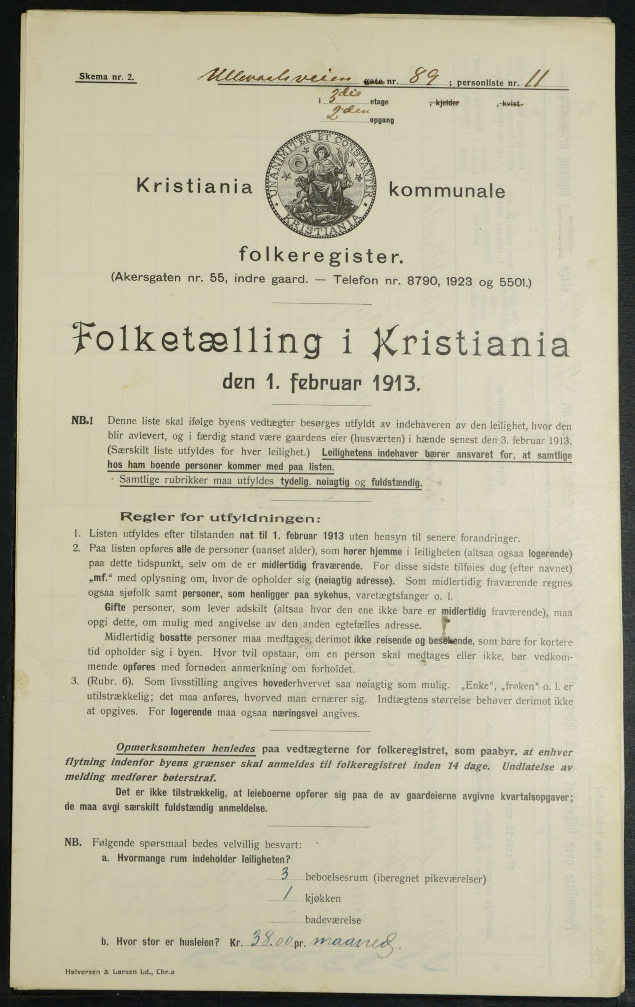 OBA, Kommunal folketelling 1.2.1913 for Kristiania, 1913, s. 119557