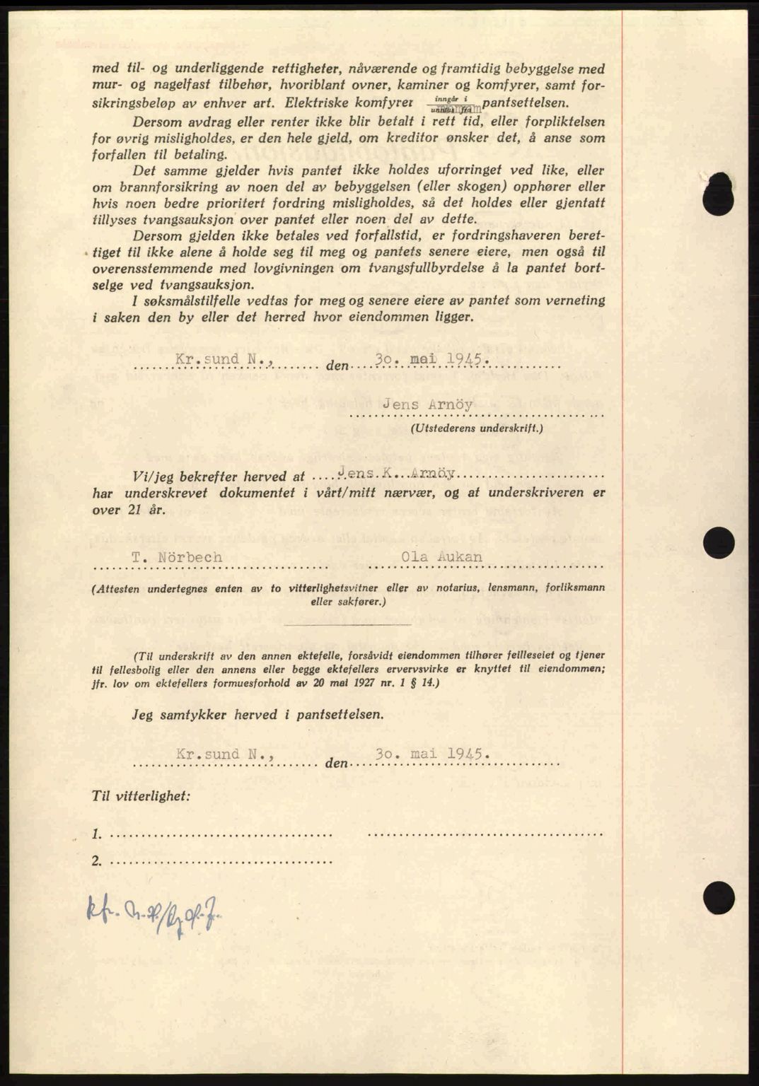 Nordmøre sorenskriveri, AV/SAT-A-4132/1/2/2Ca: Pantebok nr. B92, 1944-1945, Dagboknr: 779/1945