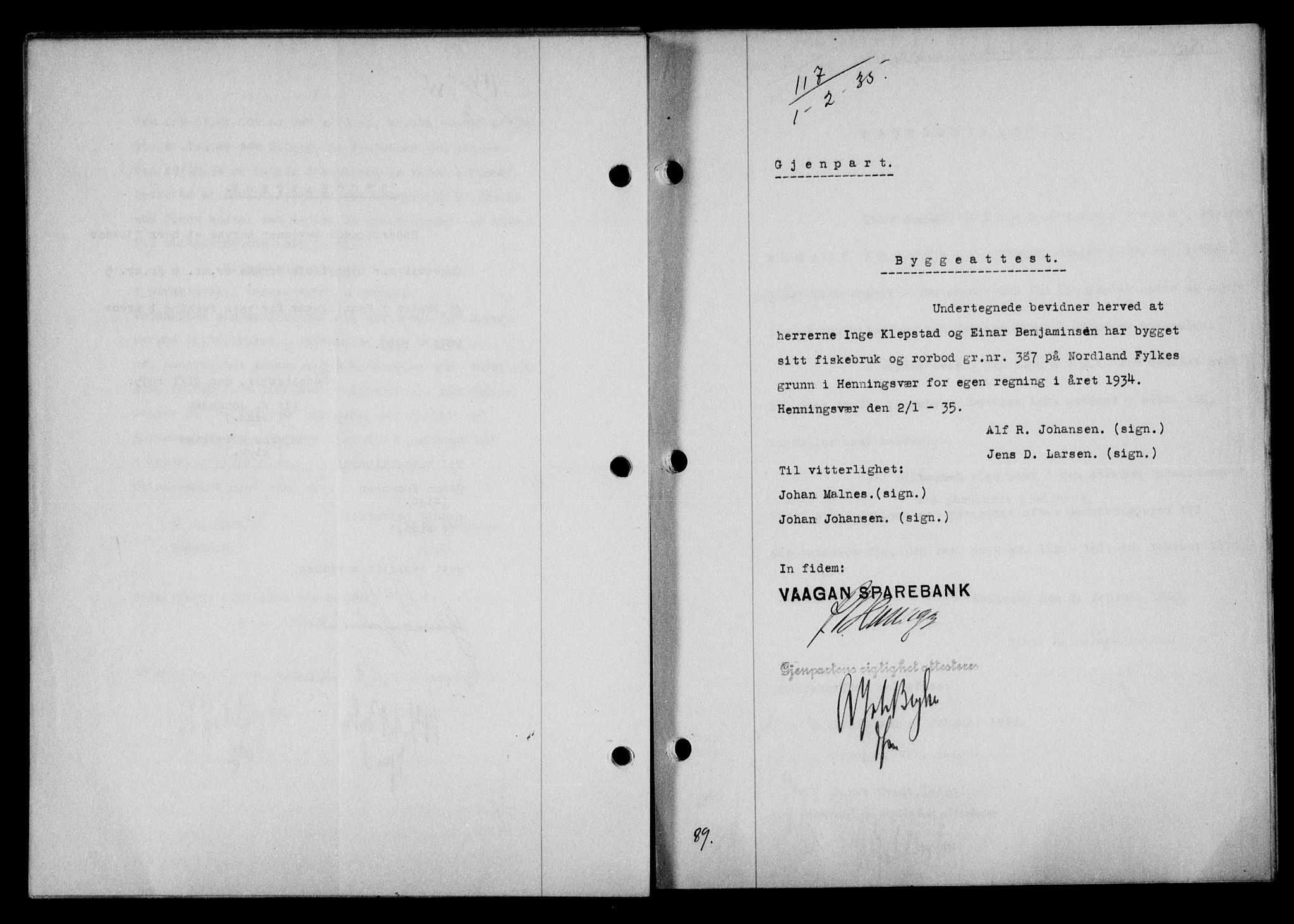Lofoten sorenskriveri, SAT/A-0017/1/2/2C/L0031b: Pantebok nr. 31b, 1935-1935, Tingl.dato: 01.02.1935