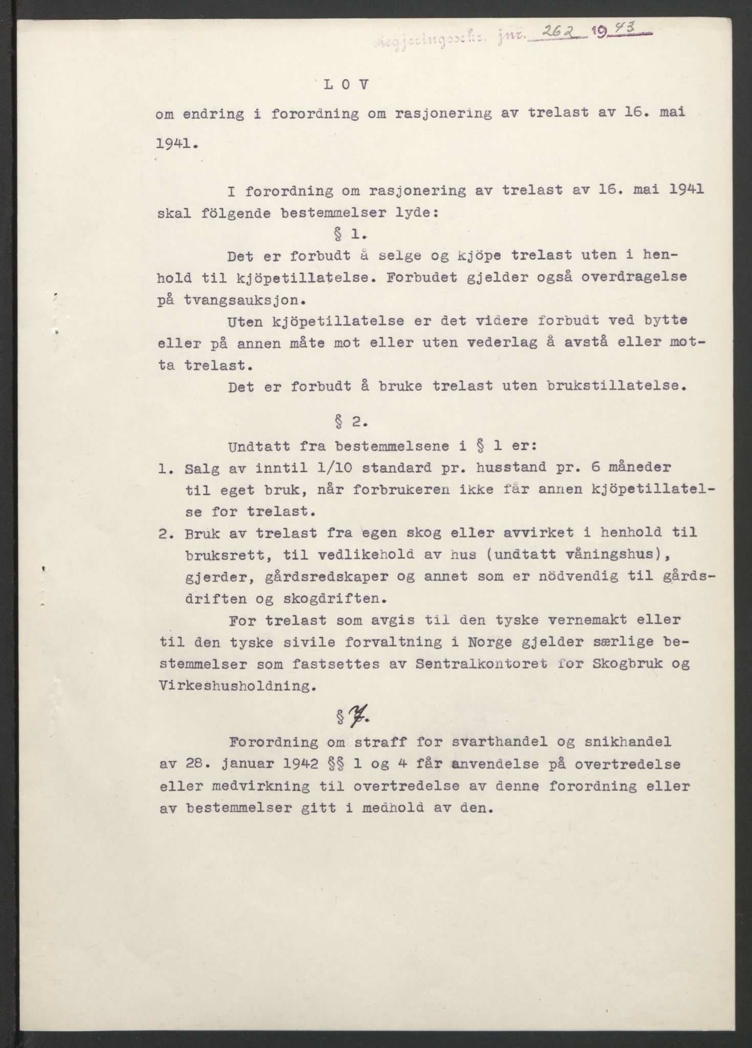 NS-administrasjonen 1940-1945 (Statsrådsekretariatet, de kommisariske statsråder mm), RA/S-4279/D/Db/L0099: Lover, 1943, s. 511
