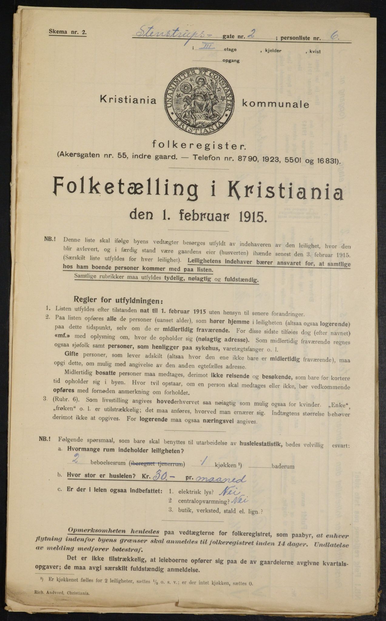 OBA, Kommunal folketelling 1.2.1915 for Kristiania, 1915, s. 100822