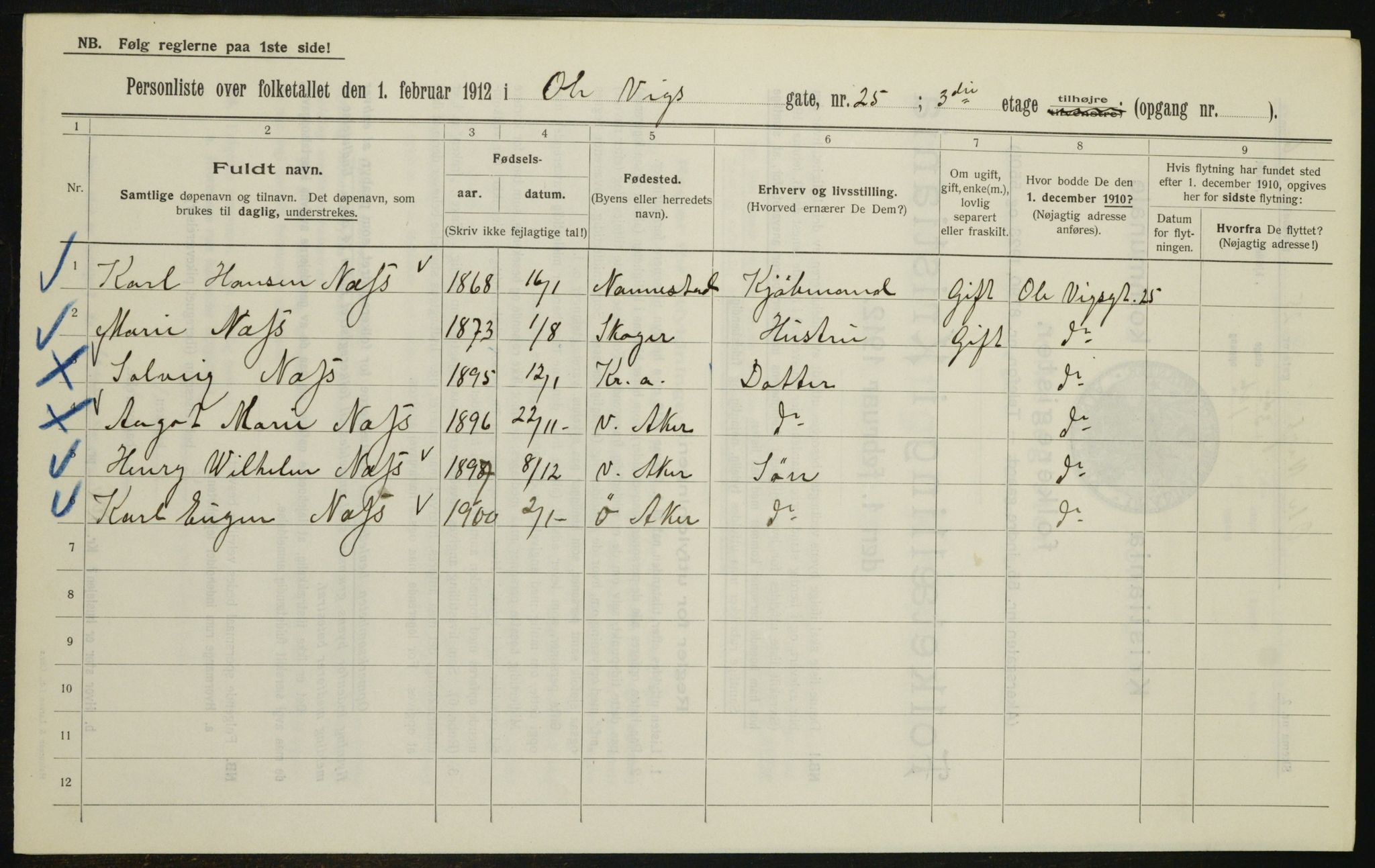 OBA, Kommunal folketelling 1.2.1912 for Kristiania, 1912, s. 76287