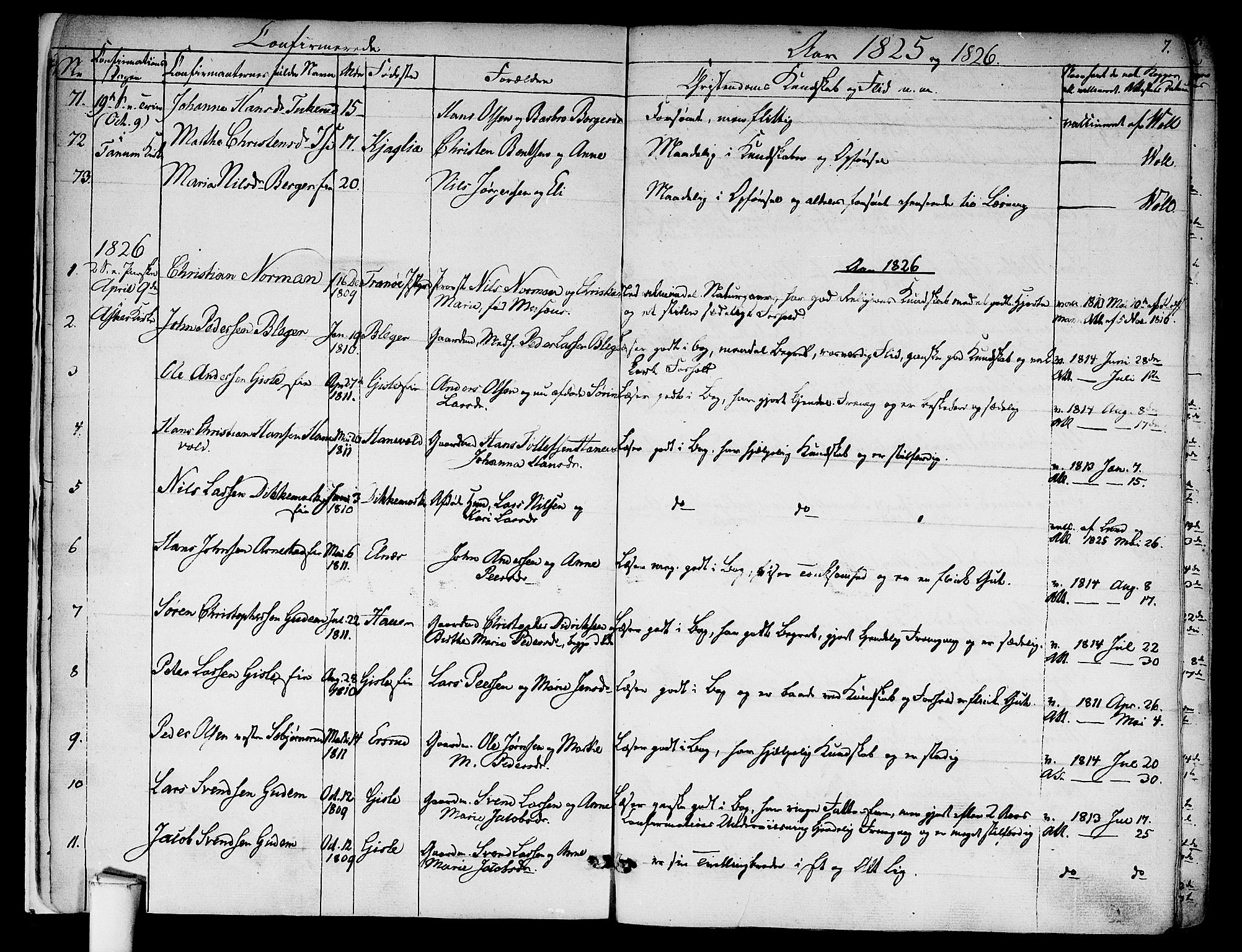 Asker prestekontor Kirkebøker, AV/SAO-A-10256a/F/Fa/L0009: Ministerialbok nr. I 9, 1825-1878, s. 7
