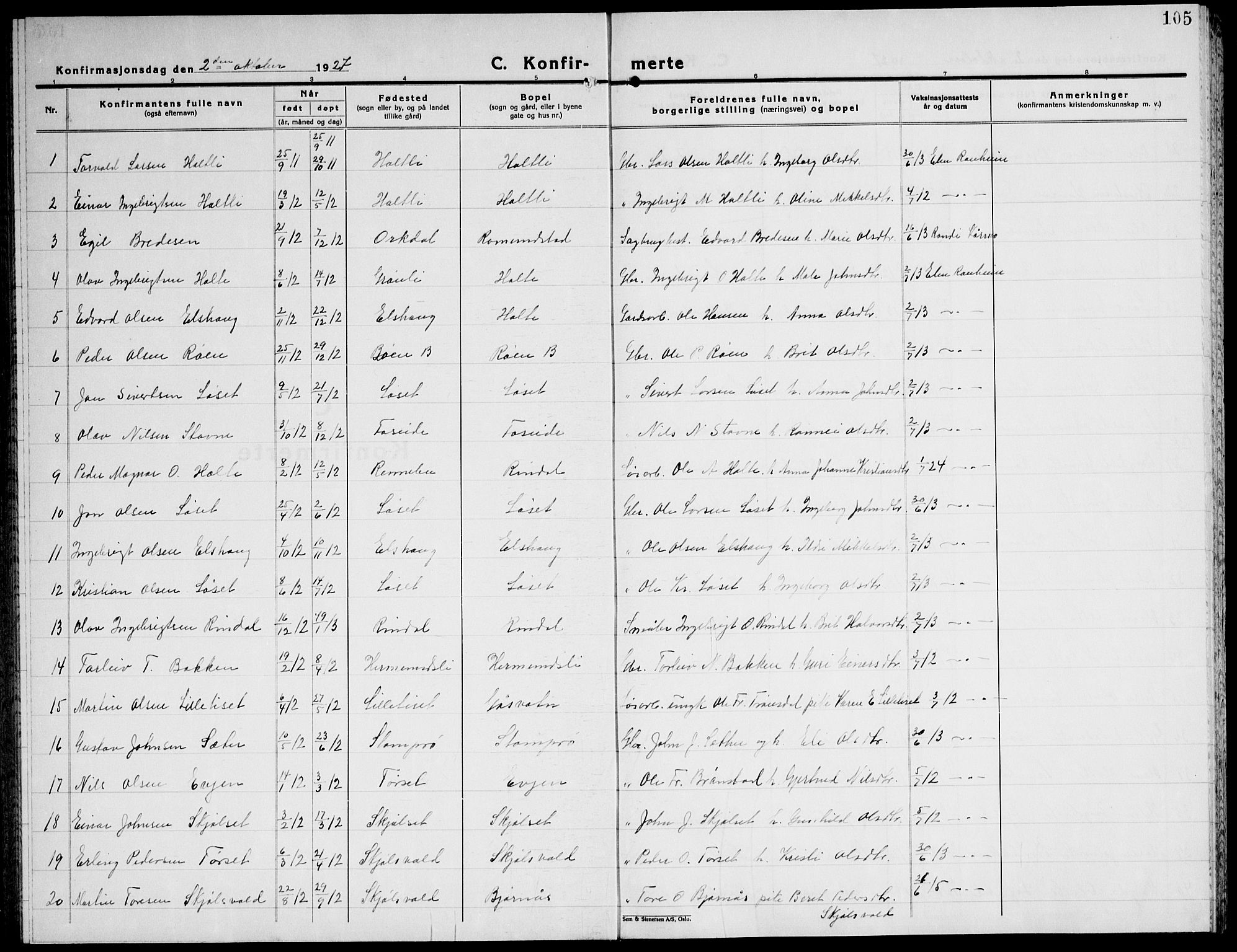 Ministerialprotokoller, klokkerbøker og fødselsregistre - Møre og Romsdal, AV/SAT-A-1454/598/L1080: Klokkerbok nr. 598C05, 1927-1944, s. 105