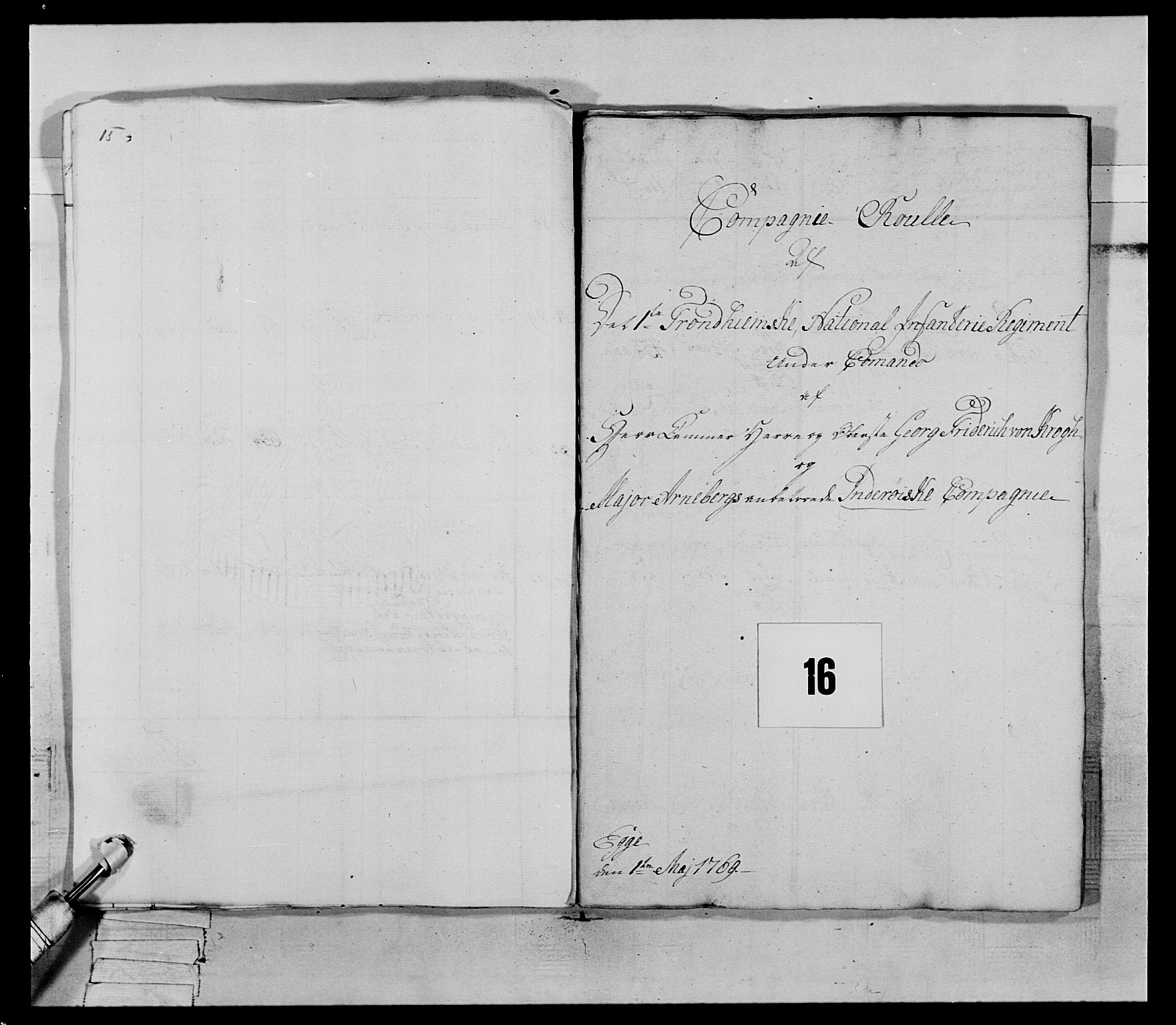 Generalitets- og kommissariatskollegiet, Det kongelige norske kommissariatskollegium, AV/RA-EA-5420/E/Eh/L0070: 1. Trondheimske nasjonale infanteriregiment, 1764-1769, s. 164