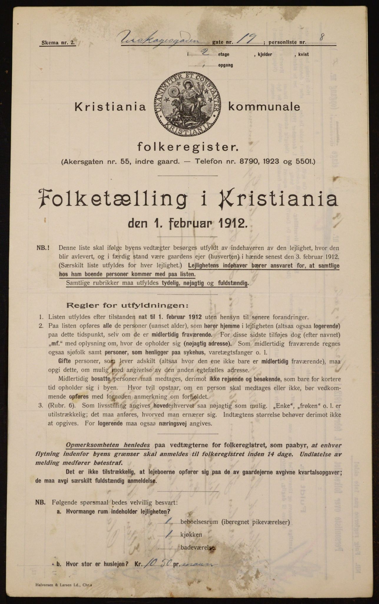 OBA, Kommunal folketelling 1.2.1912 for Kristiania, 1912, s. 2538